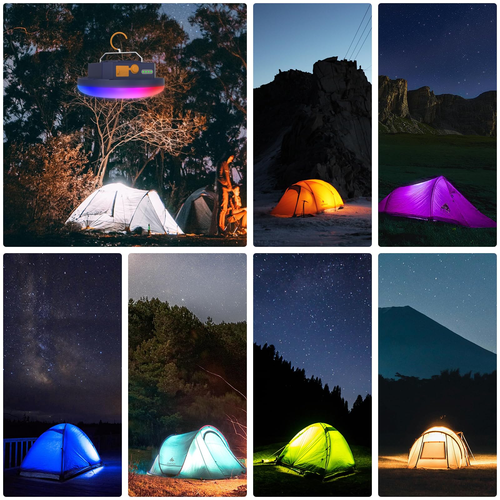 iodoo 10000mAh Rechargeable Camping Light, 3000LM, 6500K, Colorful Lantern for Outdoor Use, Model: iodoo-CPL