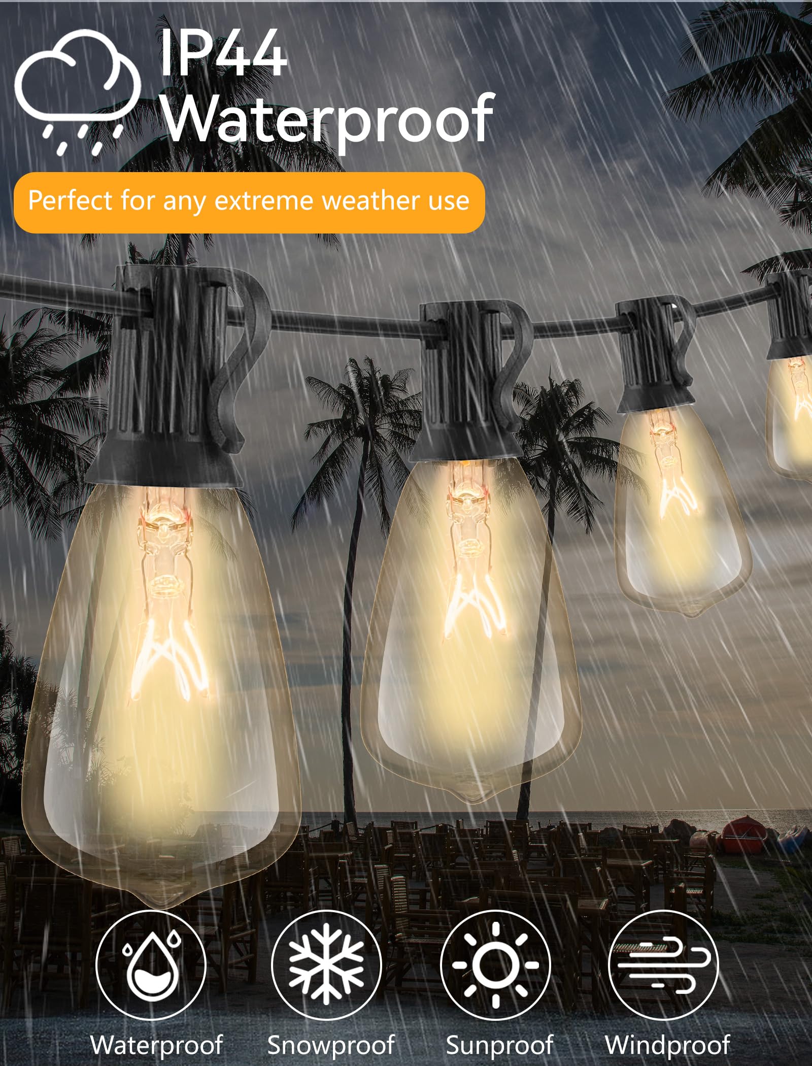 Romasaty 10-Pack St35 Light Bulbs Replacement Edison Clear Bulbs -5 Watts C7/E12 Screw Base For Indoor/Outdoor Patio String Ligh