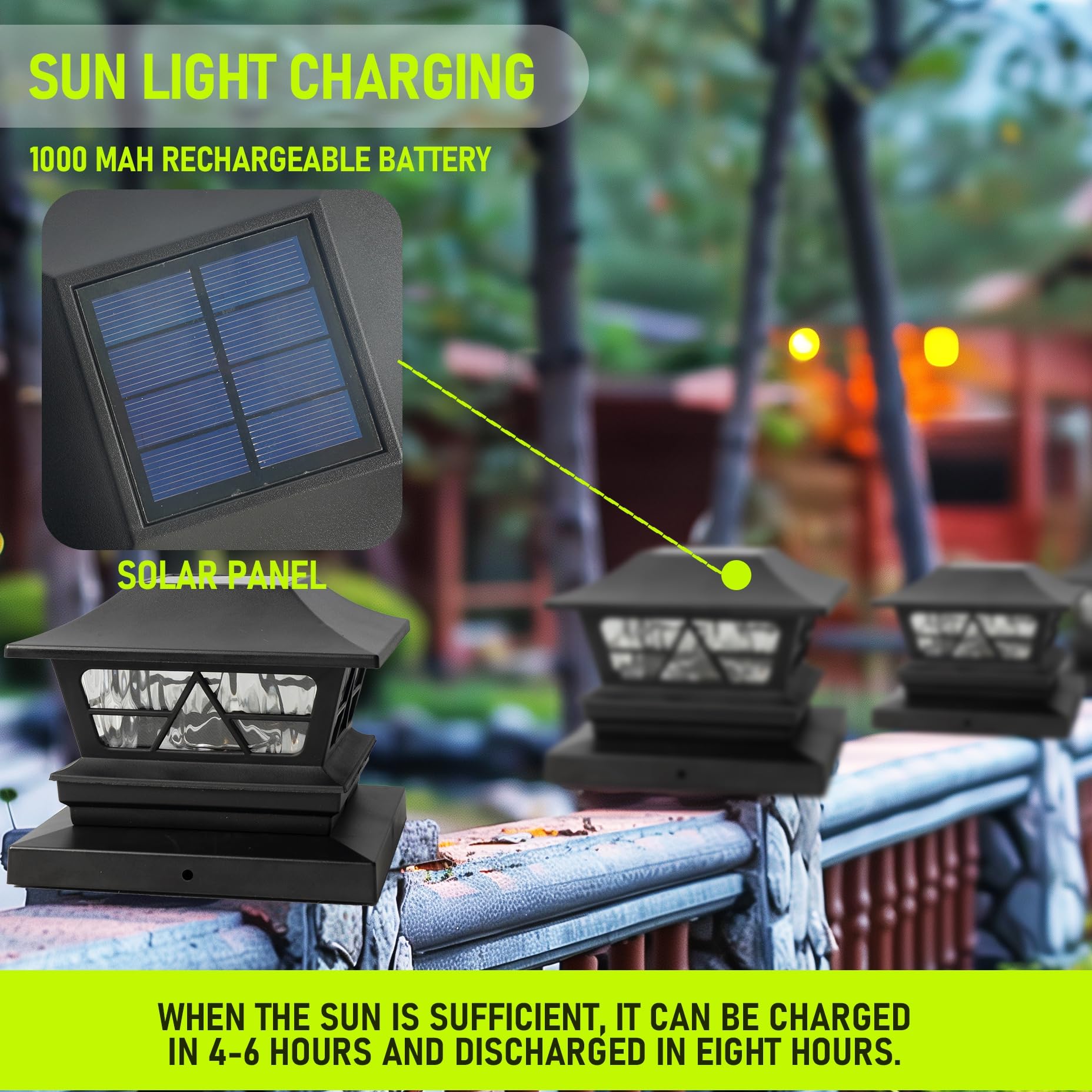 Tw Shine Solar Post Cap Lights 6 Pack, 2 Modes Fence Post Solar Powered Lights Outdoor Waterproof For 4X4 5X5 6X6 Wood Posts War