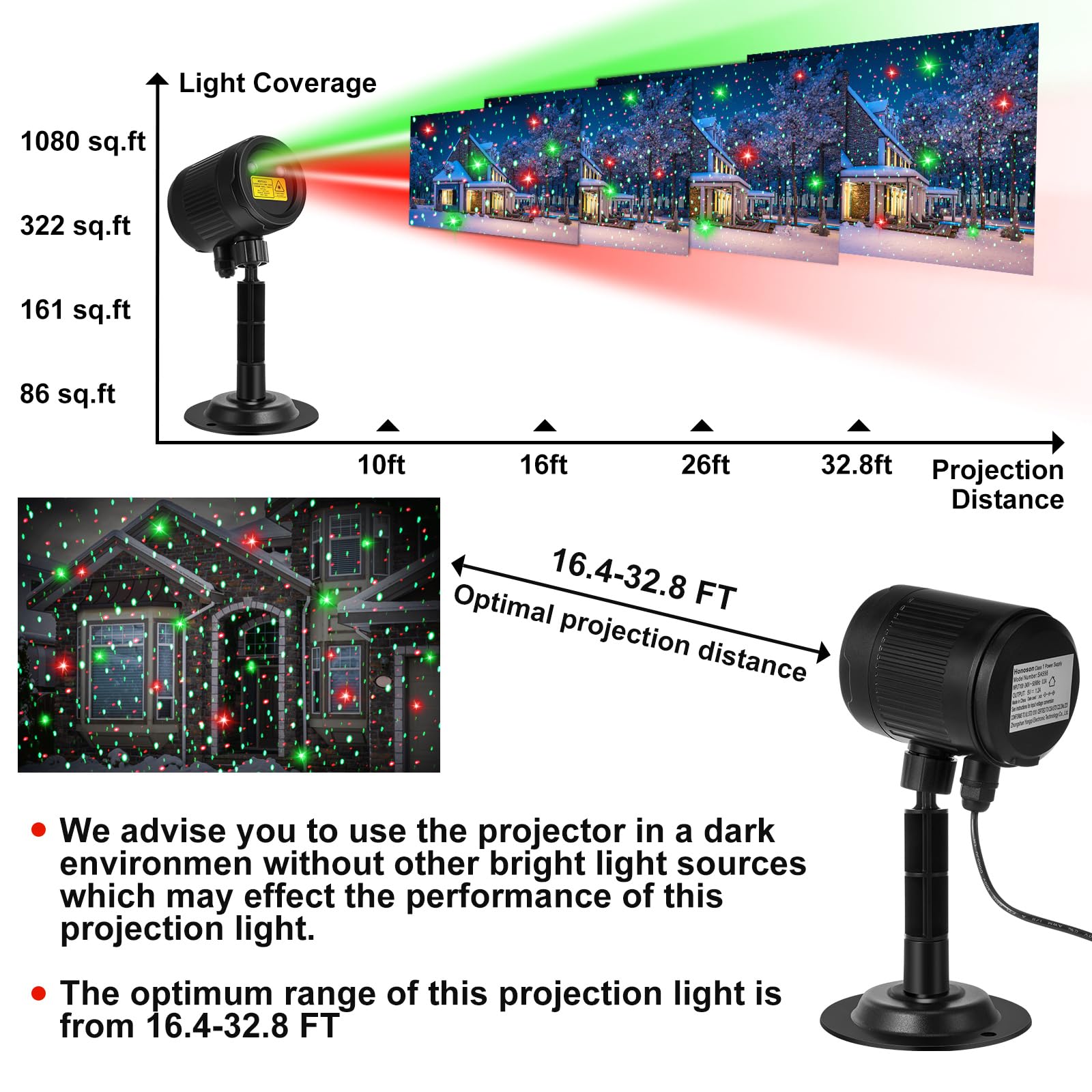 Honoson 1 Pcs Christmas Laser Projector Lights Outdoor Rgb Laser Light With Remote Waterproof Motion Xmas Holiday Projector Gard