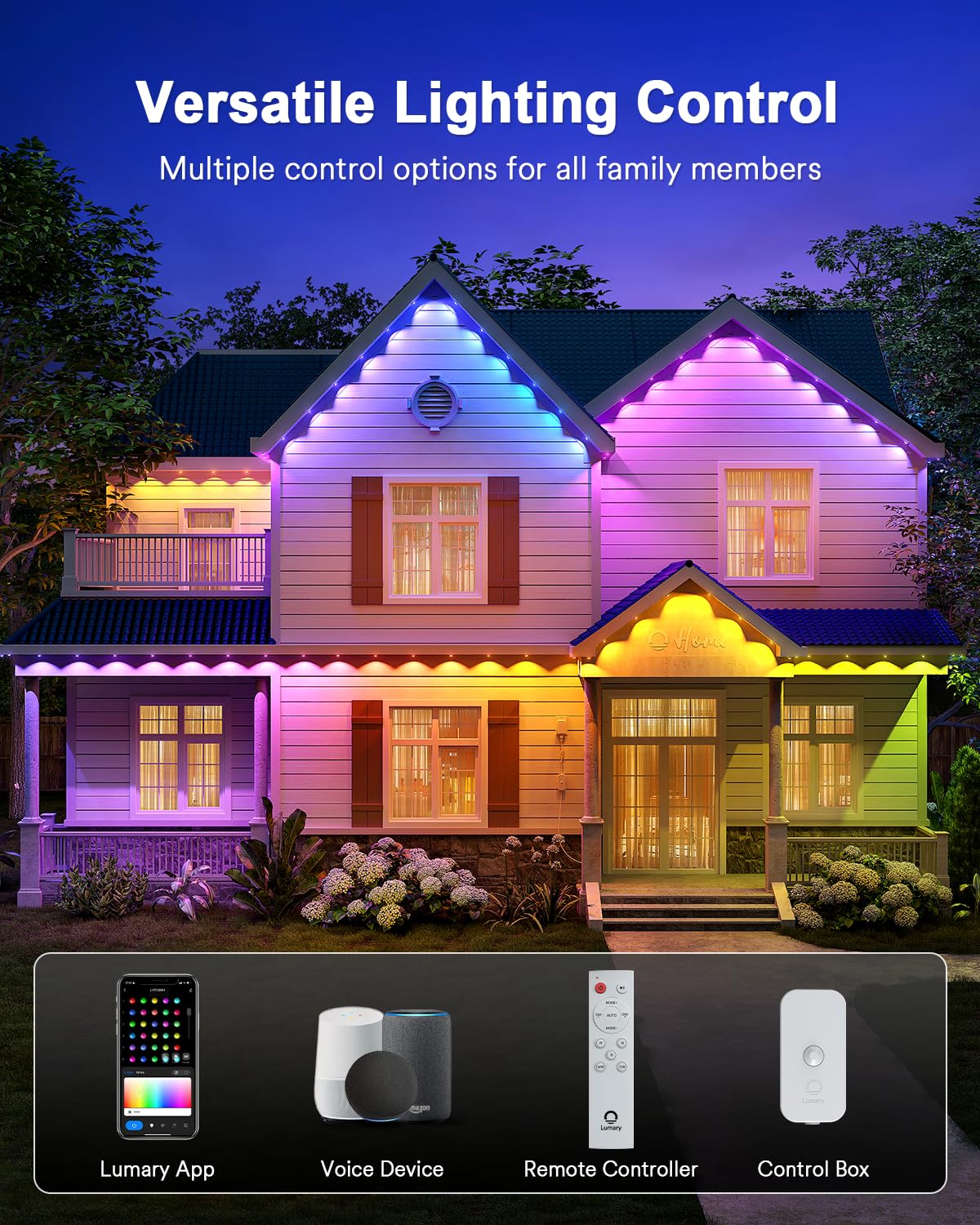 Lumary 105ft Smart Outdoor Lights, 80 LED Eave Lights, 4800LM, IP67 Waterproof, White, Model L-PO80A1