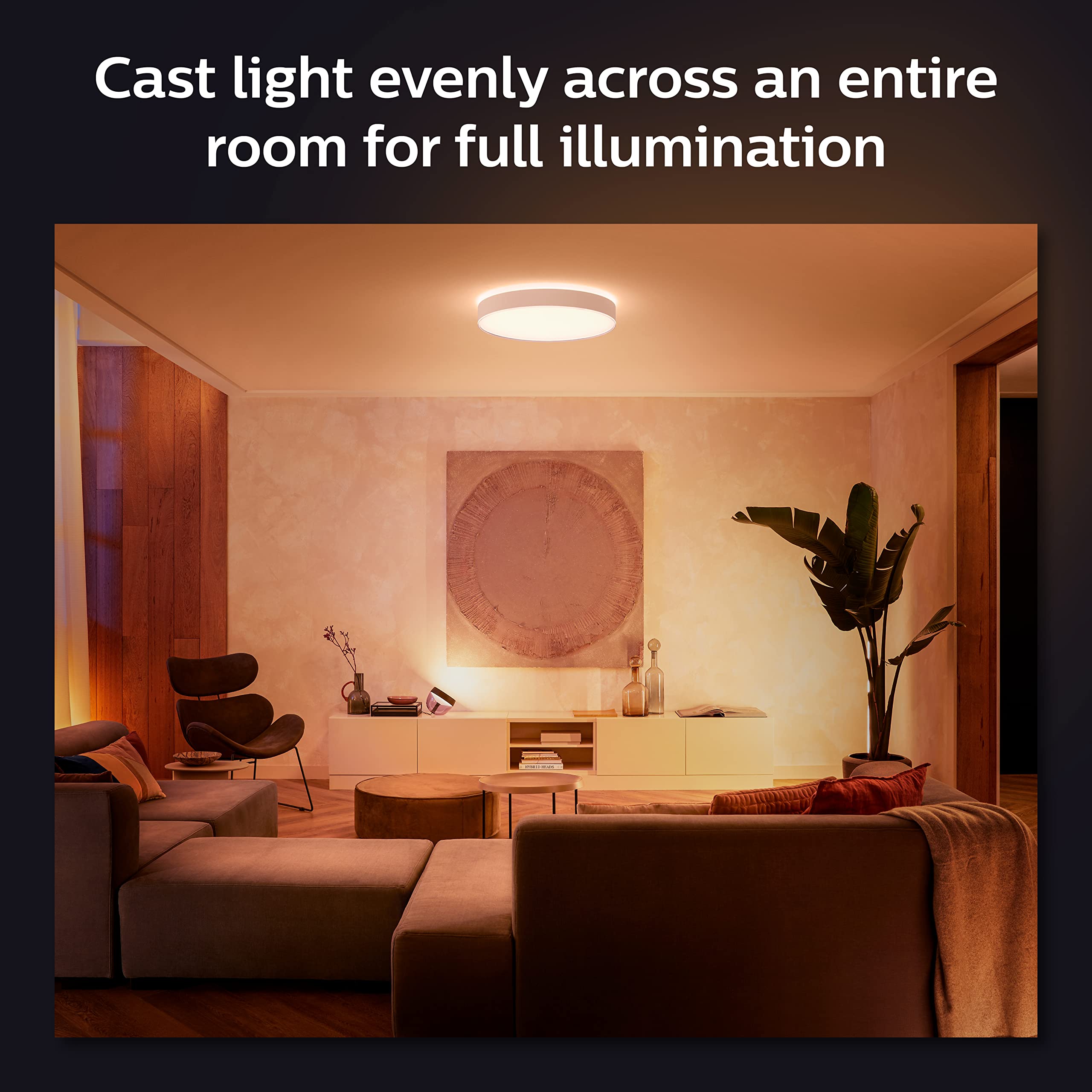 Philips Hue Enrave Large Ceiling Lamp, White - White Ambiance Warm-To-Cool White Smart Led Light - 1 Pack - Control With Hue App