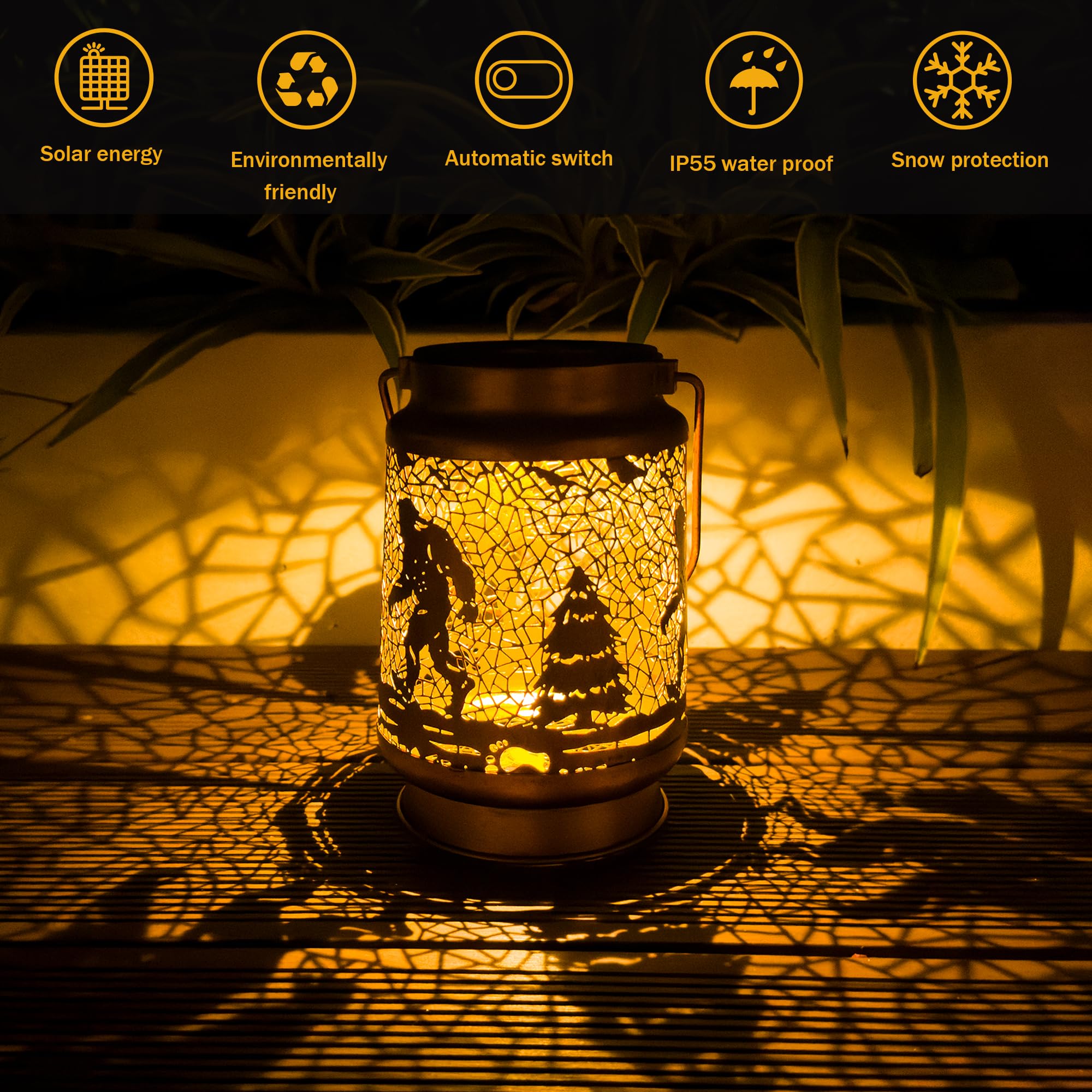 Bigfoot Solar Lanterns Outdoor Waterproof, Big Foot Gifts For Women Men, Hanging Solar Lights For Yard, Patio, Lawn, Pathway, Ta