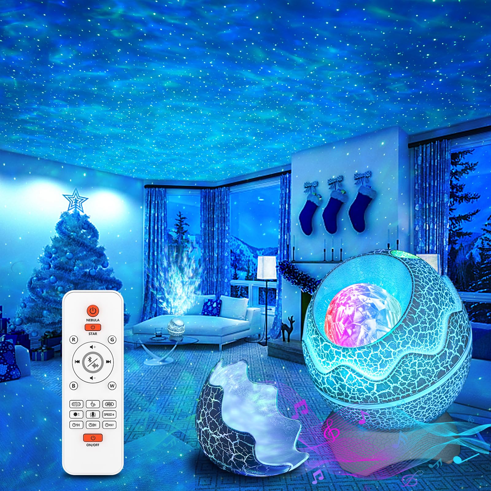 Rossetta Star Projector - Galaxy Led Light, Bluetooth Speaker & Remote Control For Kids & Adults