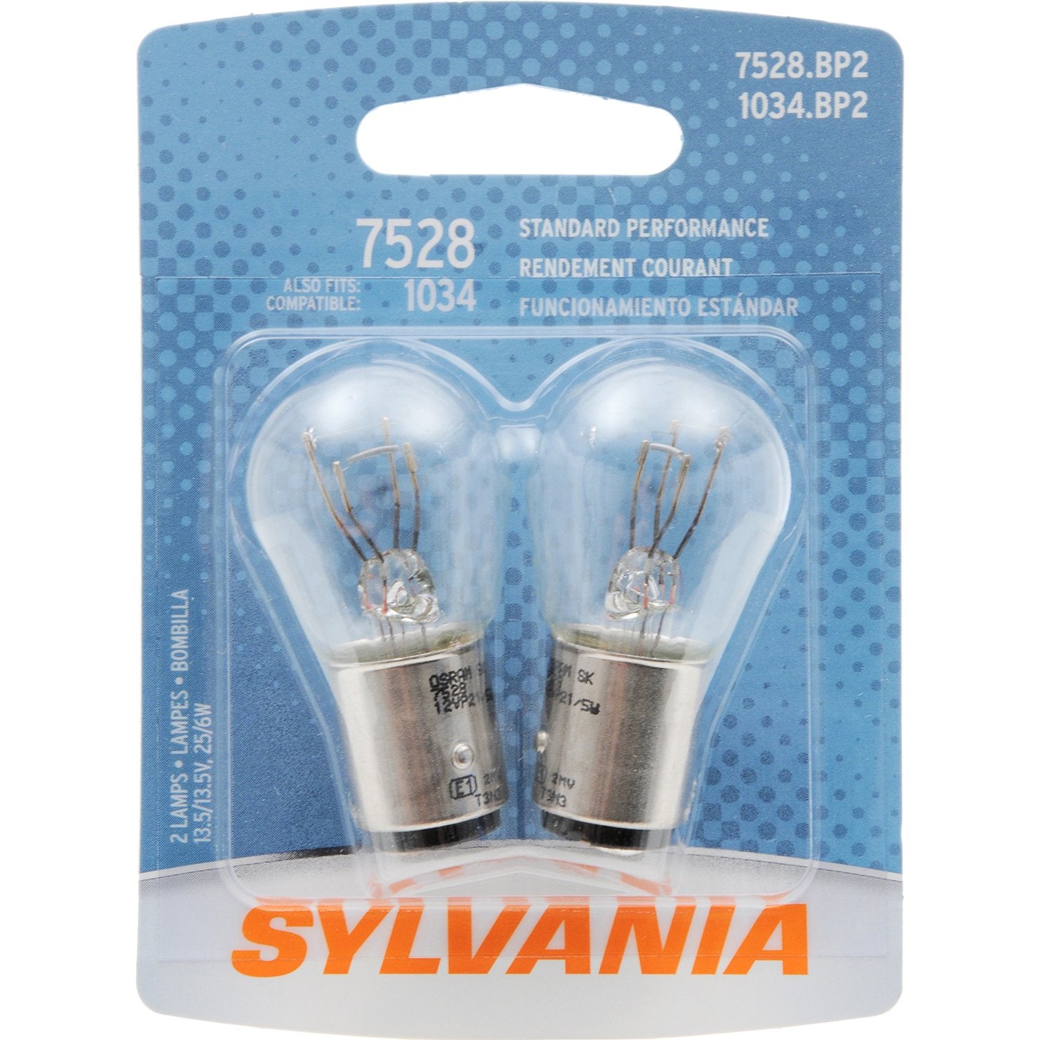 SYLVANIA 7528 Miniature Bulbs, Tempered Glass, Tungsten, 2 Count, Pack of 1