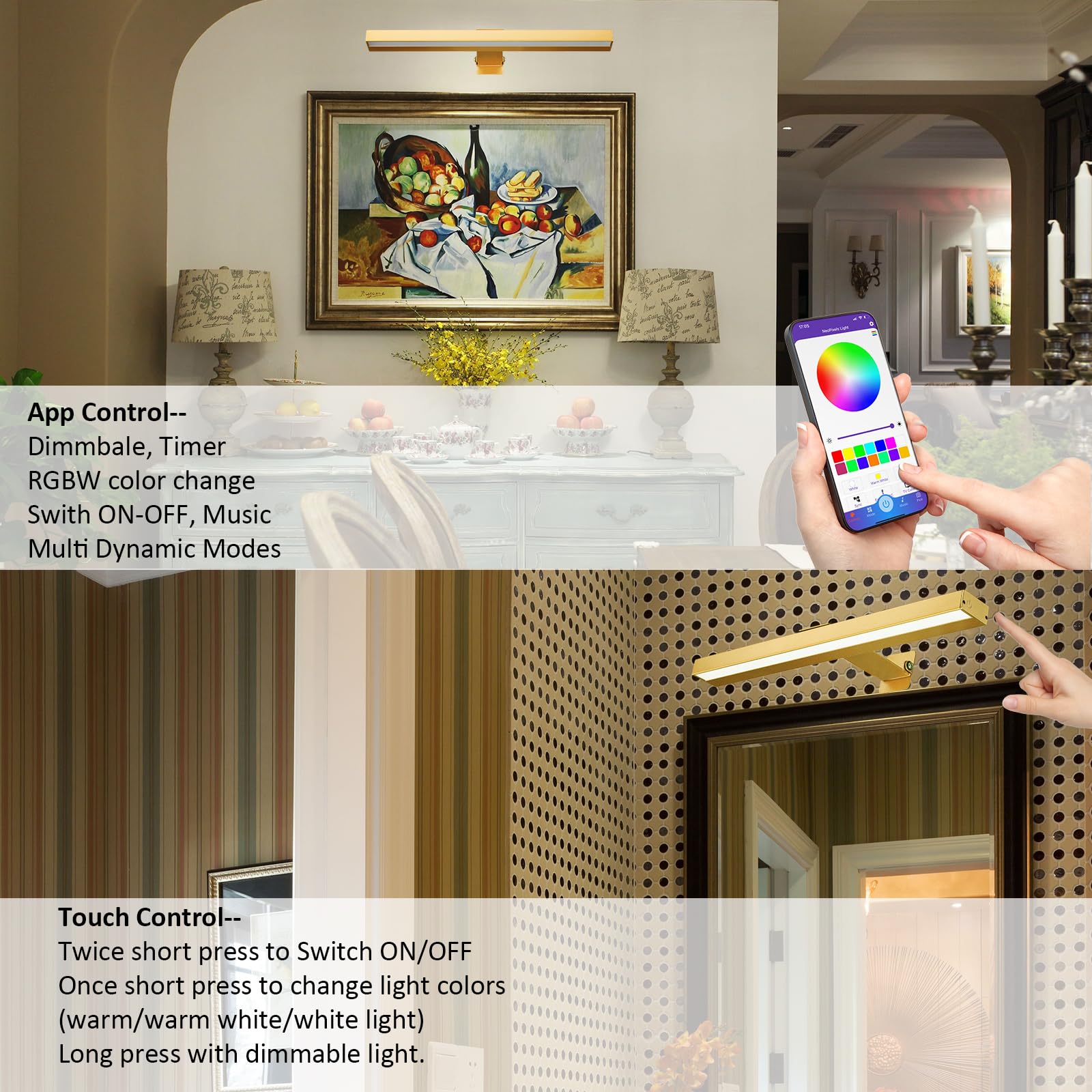 MIOBLUE LED Picture Light with App Control, 16in Battery Painting Display Lamp with APP Music Sync Dynamic Modes Artwork Light f