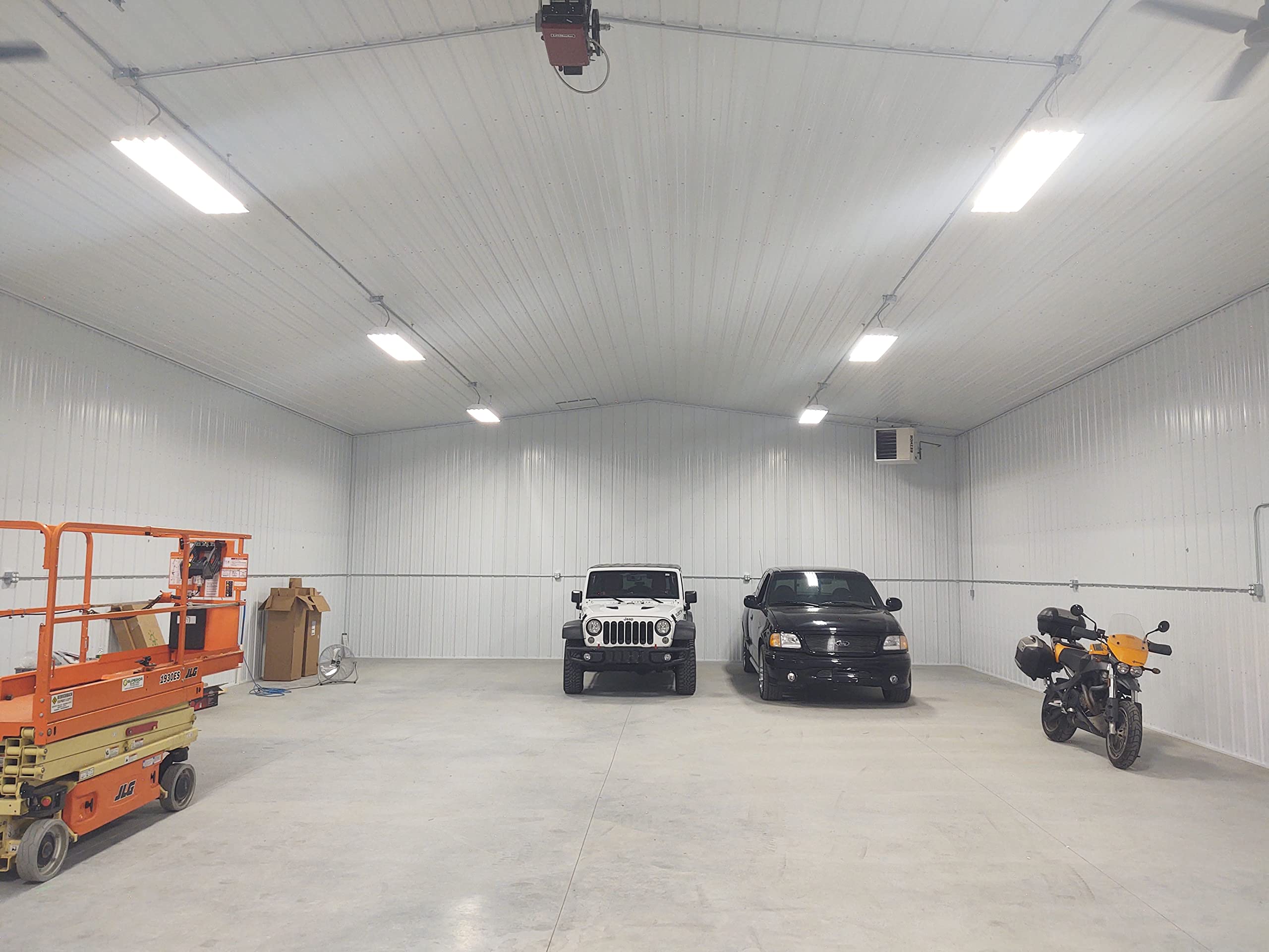 Primelights 4 Lamp Bulb High Bay T8 Led Highbay Utility Shop Garage Warehouse Light Fixture 11,000 Lumens! Commercial Grade 15''