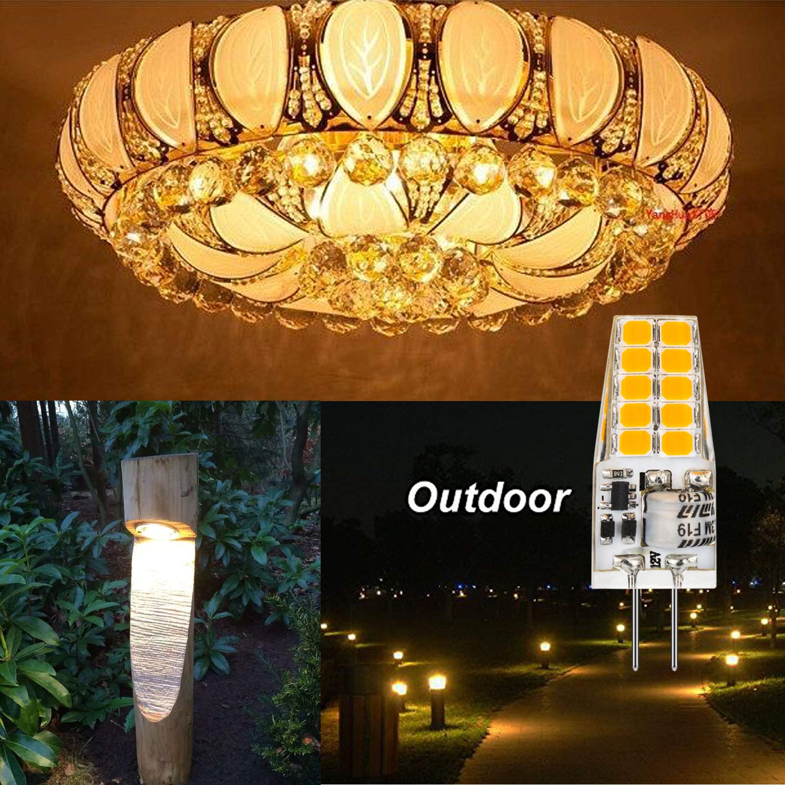 Baoming G4 Led Bulb 12V 3.5W Jc Bi-Pin Base, 20W-35W T3 G4 Halogen Equivalent, 2700K Soft Warm White, No-Flicker 350Lm, Chandeli