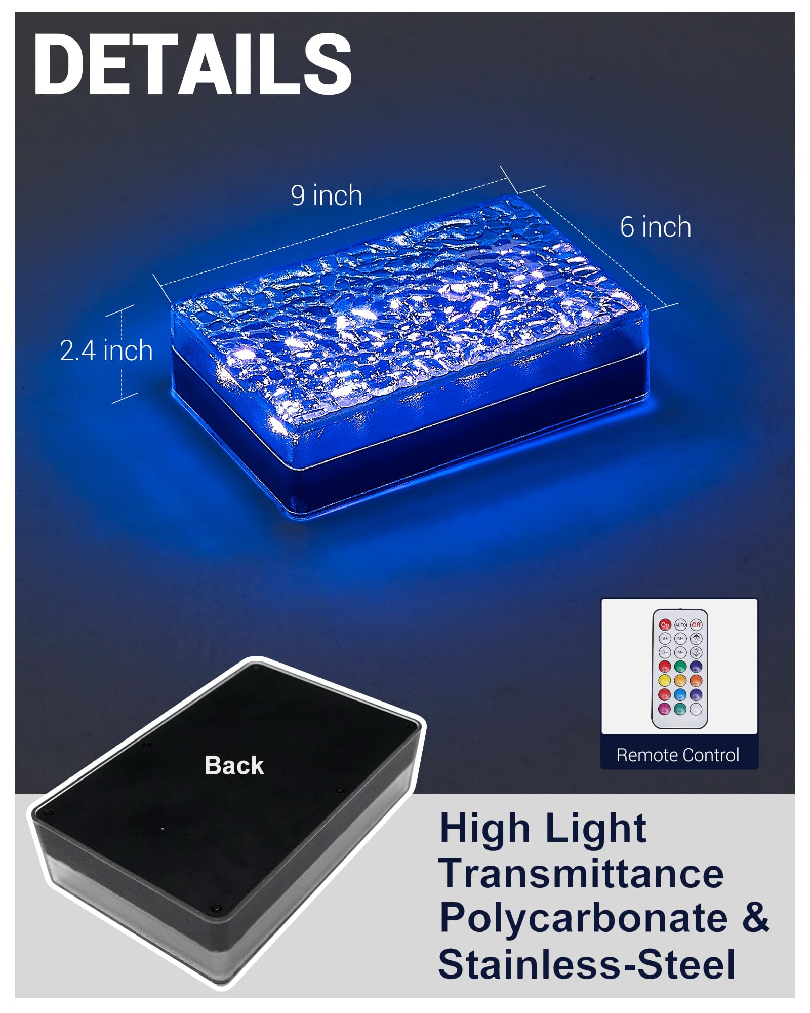 Shonelighting Solar Paver Color Changing Lights, 6X9 Recessed Brick Light, Heavy Duty Ip67 Waterproof Led, Outdoor Lighting For