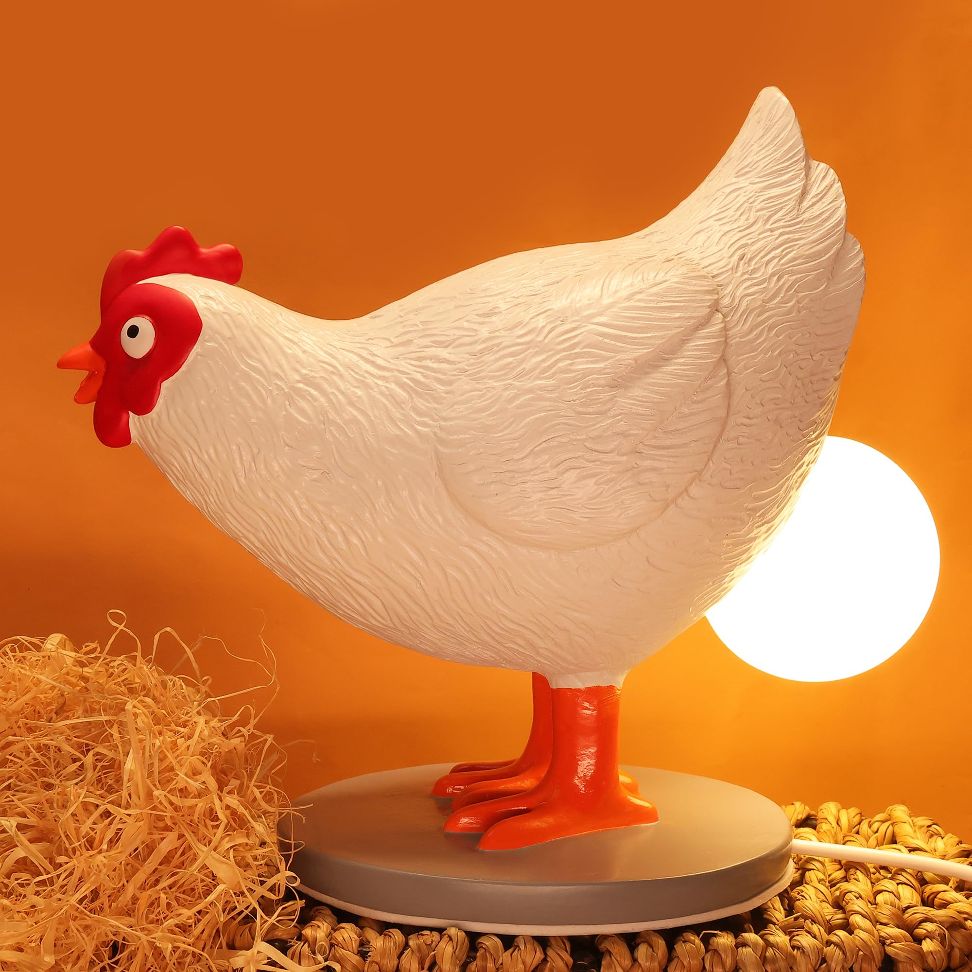 OkiyiD Chicken Egg Lamp, Funny Hen Chicken Table Lamp, LED Egg Night Lght, Resin Chicken with Stepless Dimming Function, Decorat