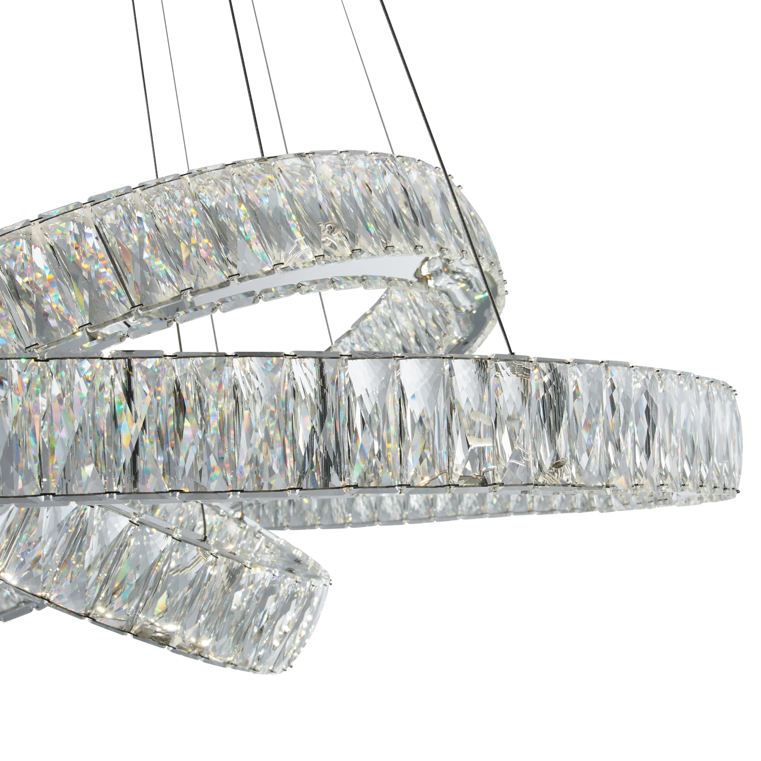 Finesse Decor Crystal Elegance Three Ring Chandelier, Modern Clear Crystal, CH-415-RO, for Bedroom, Dining Room, Living Room, Office