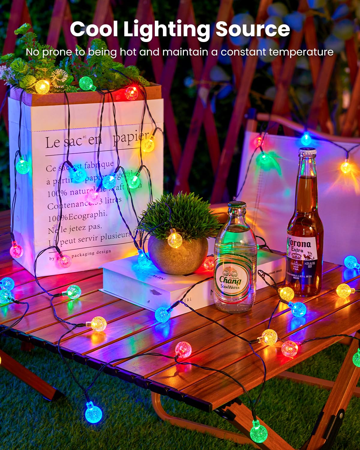 Brightown Solar String Lights Outdoor 60 LED 35.6ft Multicolor Waterproof Garden Decor Model DY-SB-1-500