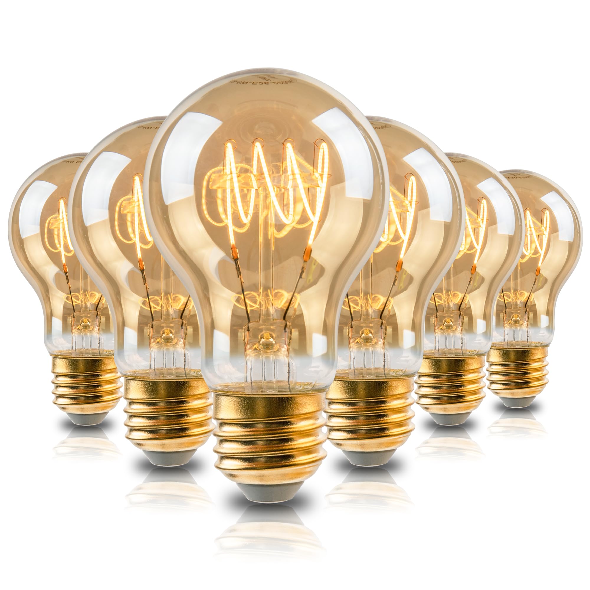 Vintage 6W Led Edison Bulbs, A19 Dimmable Edison Light Bulb, 2700K Warm White, Equivalent 60 Watt Incandescent Bulbs, Amber Old 
