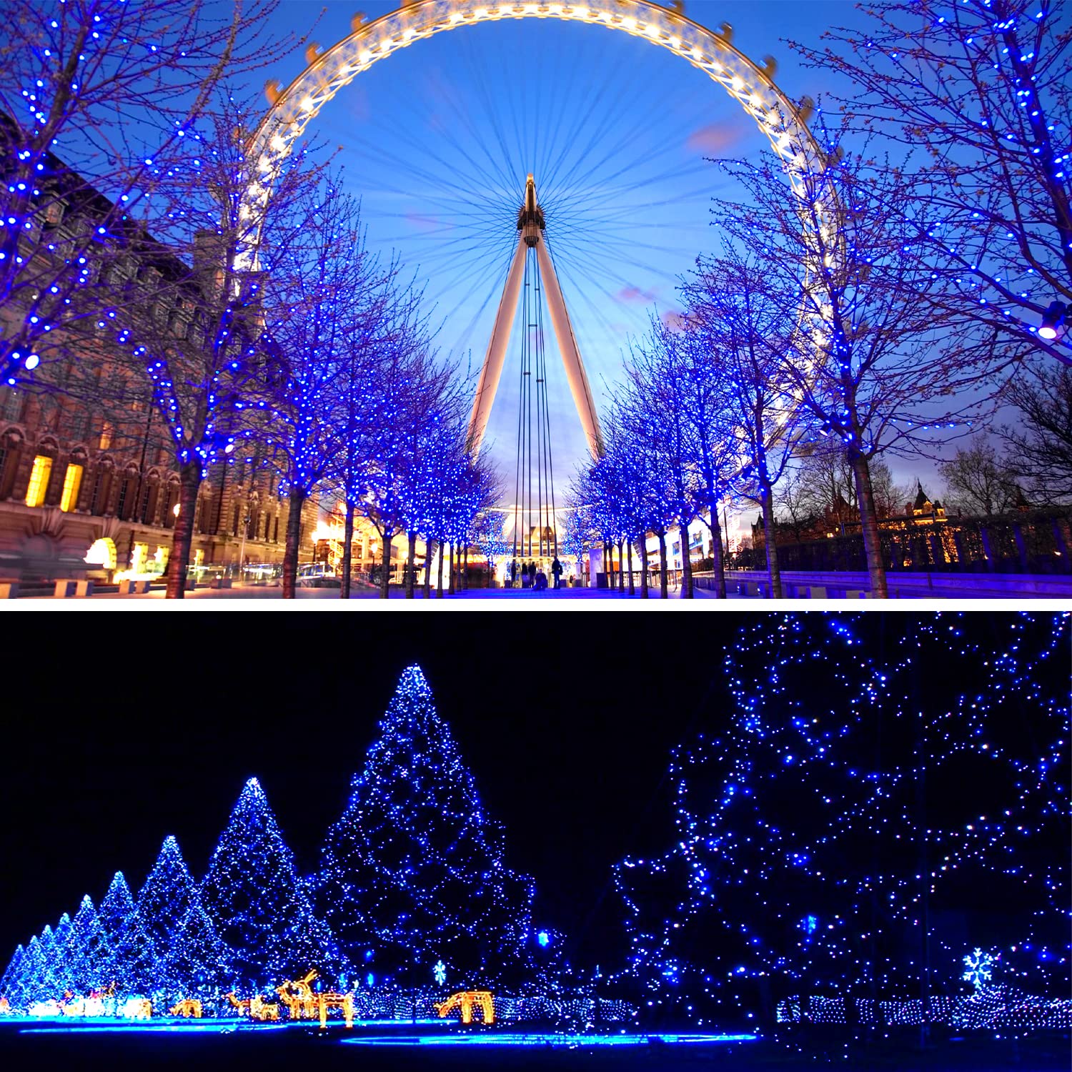 Sukesou Halloween String Lights 33Ft 100Led Blue Fairy Lights For Indoor Outdoor Waterproof Remote Timer Black Wire String Lights For Hanging Garden Party Holiday Halloween Décor