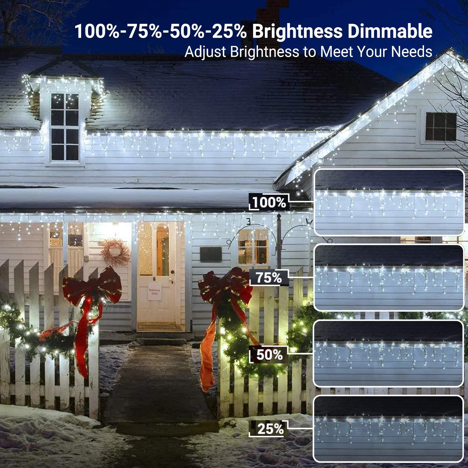 Brizled Color Changing Icicle Lights, 29Ft 360 Led Christmas Icicle Lights With Remote, 11 Modes Cool White & Multicolor Xmas Li