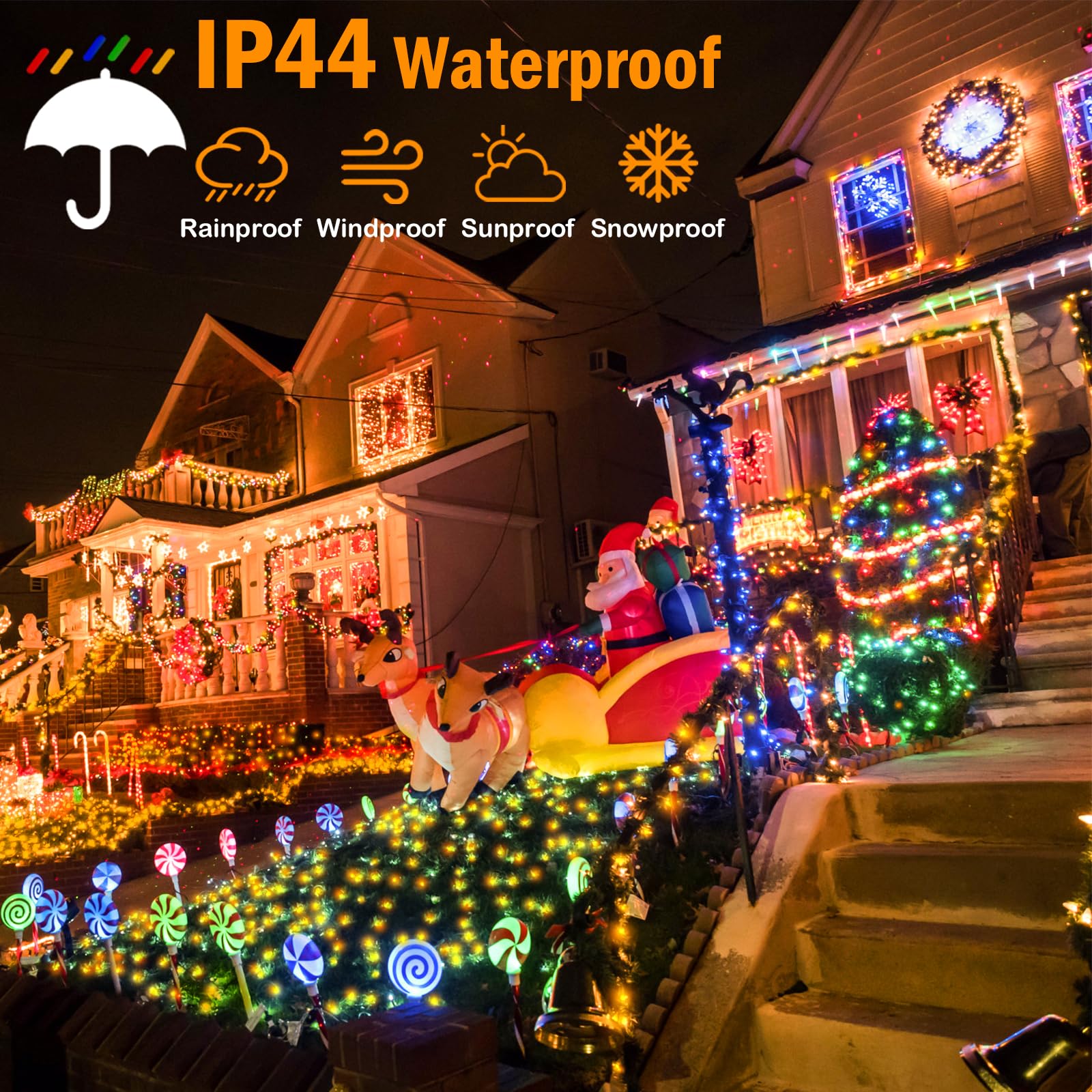 393Ft Outdoor Christmas Lights 1200 Led Christmas Lights With 8 Modes Waterproof Led String Lights Outdoor Plug In Christmas Dec