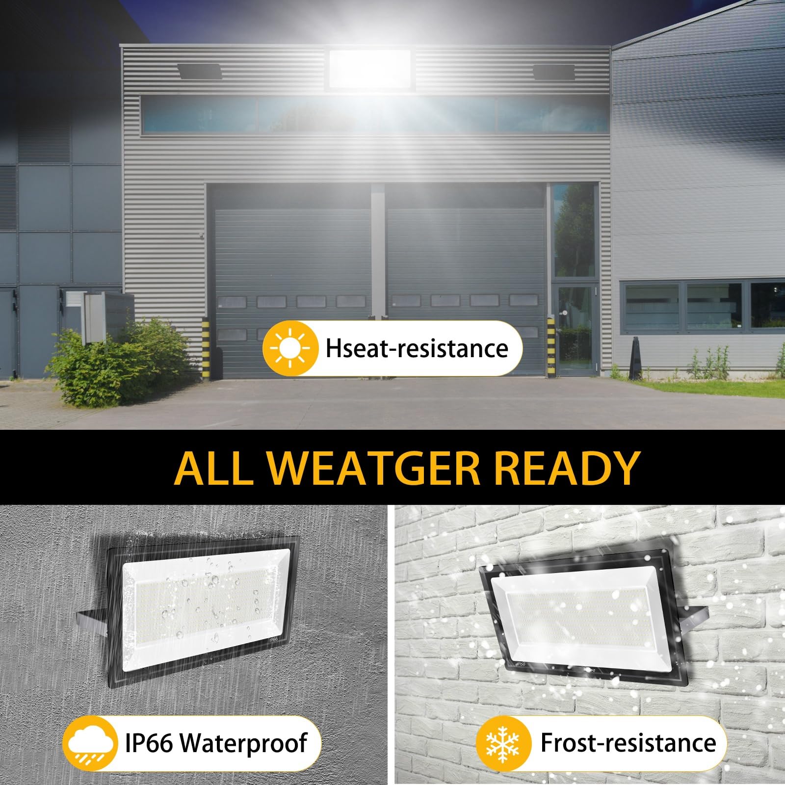 YANYCN 600W LED Flood Light 2 Pack, 67600LM, 5000K Daylight, IP66 Waterproof, Outdoor Commercial Lighting for Stadiums and Fields