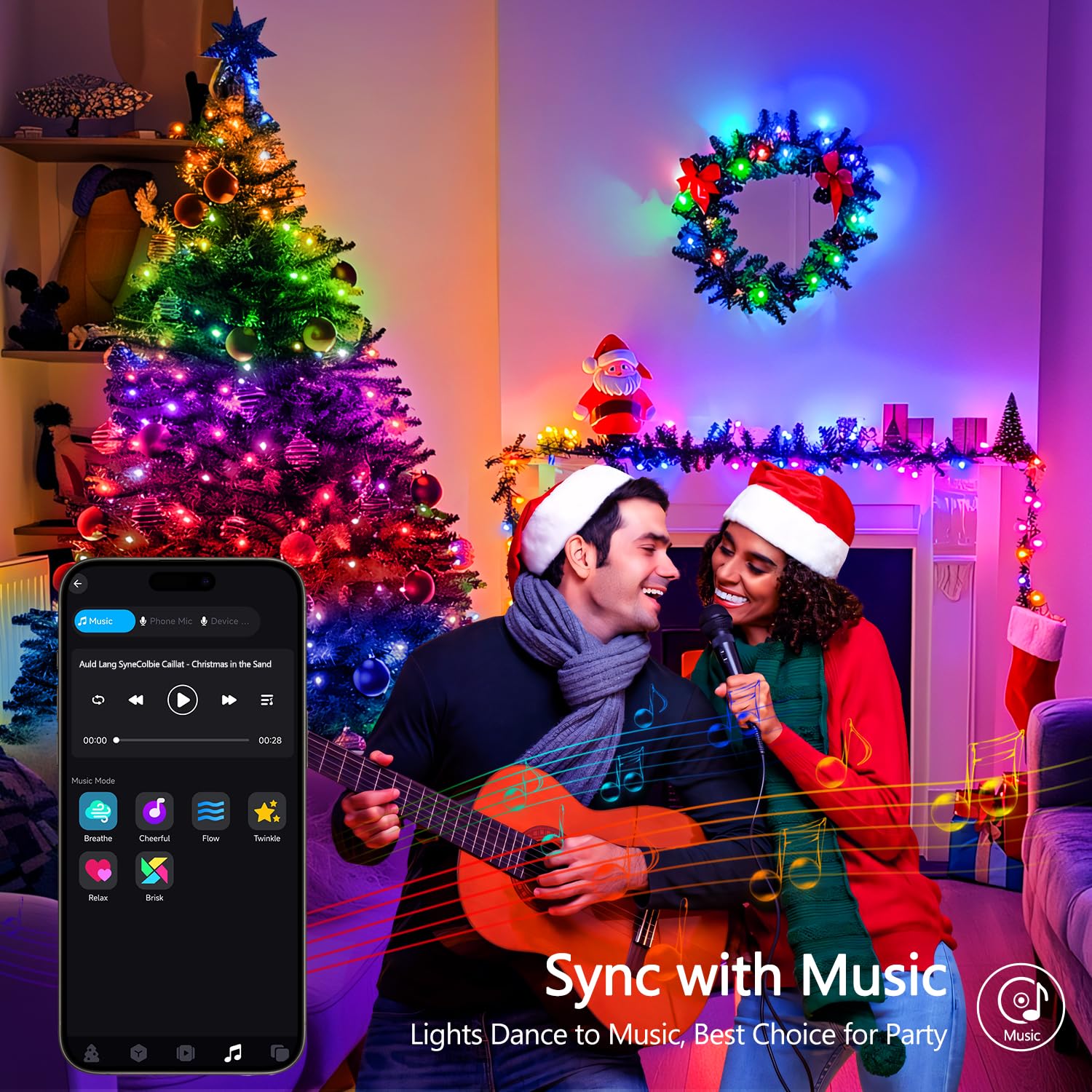 Jmexsuss 200 Led Rgb String Light Outdoor Indoor  Christmas Lights Outdoor Clear Wire Christmas Lights Plug In For Bedroom Tree Room Party Birthday Decorations