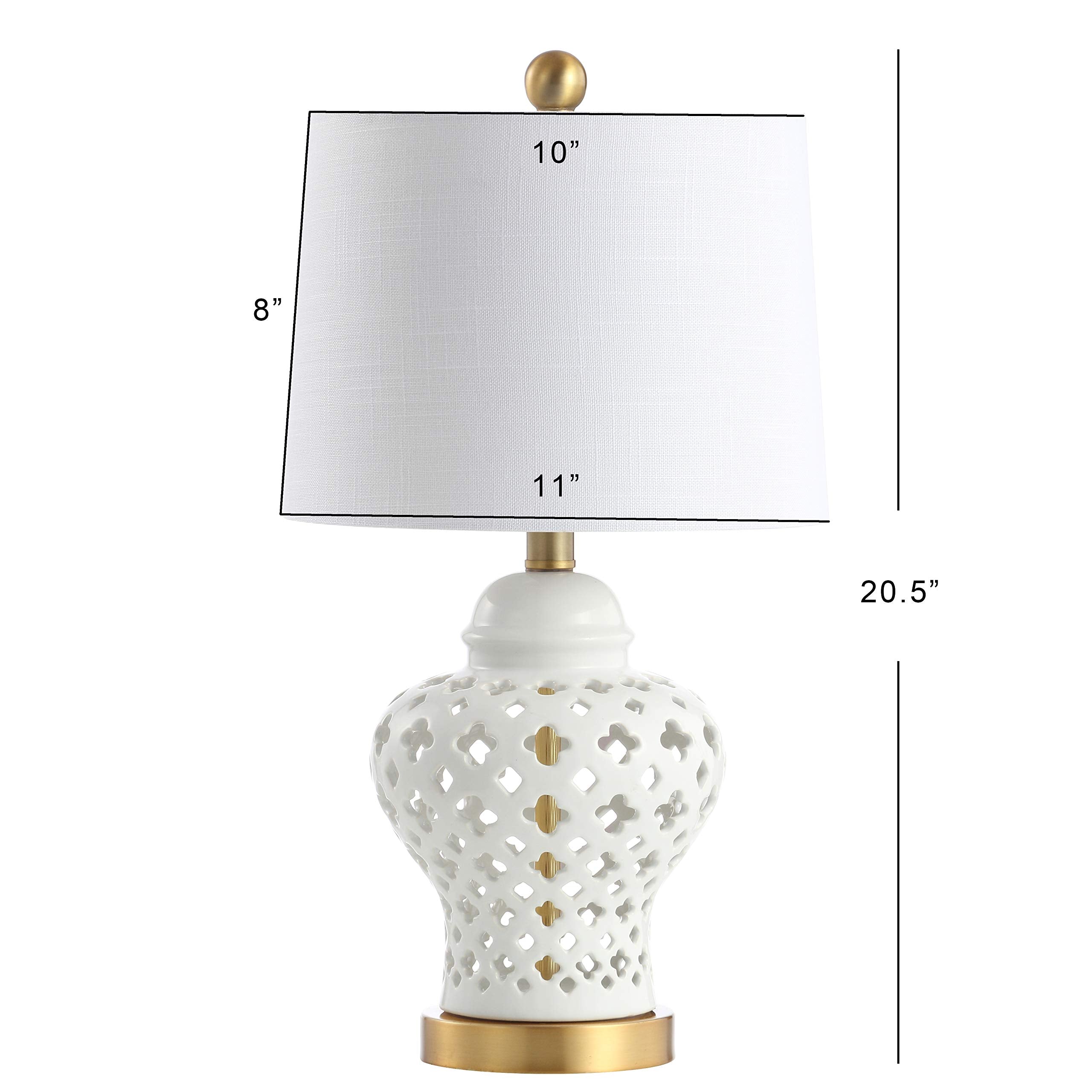 Jonathan Y Jyl6210A Quatrefoil Fretwork 20.5'' Pierced Ginger Jar Ceramic/Metal Led Table Lamp Glam Bedside Desk Nightstand Bedr