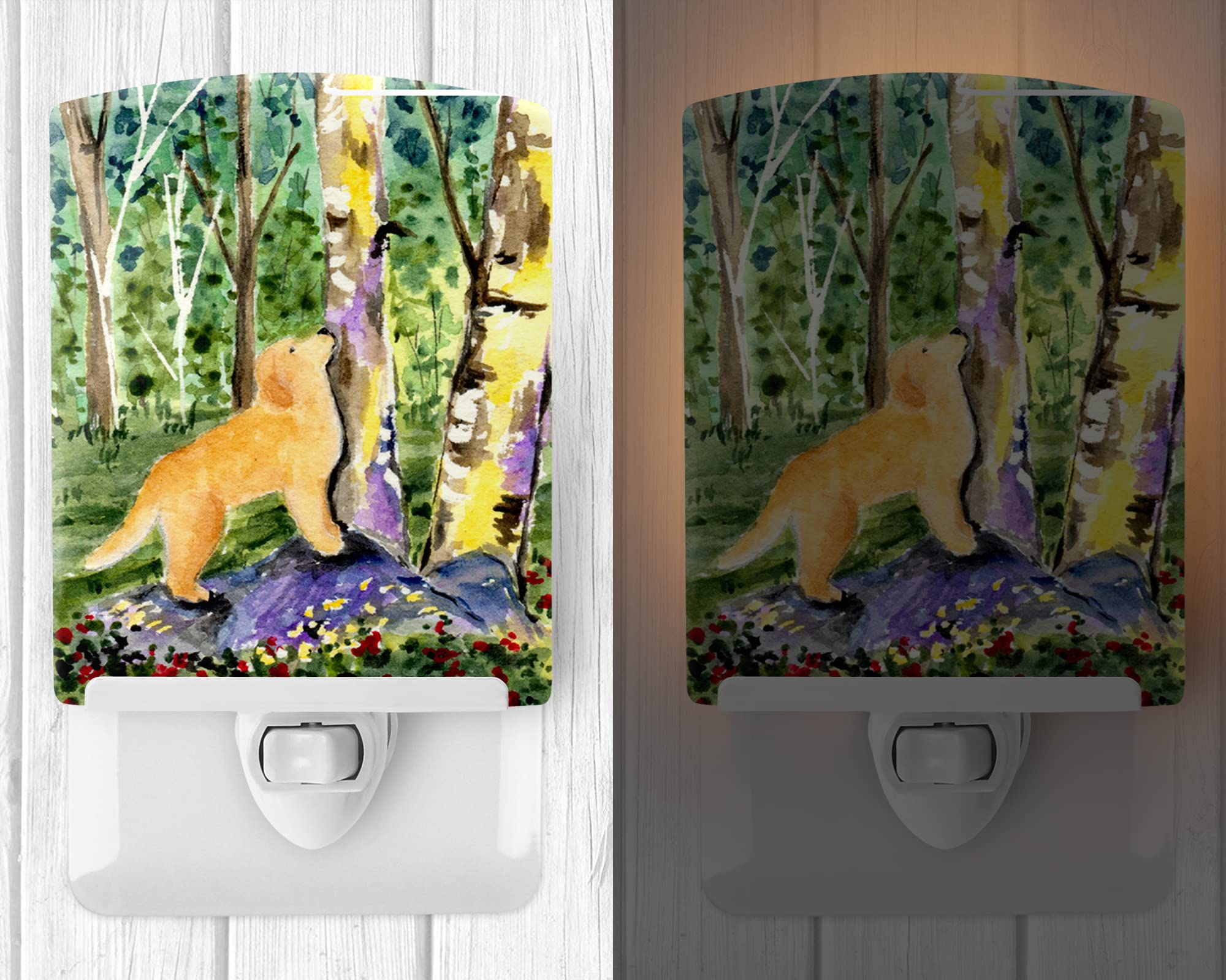 Caroline'S Treasures Ss8887Cnl Golden Retriever Ceramic Night Light Compact, Ul-Certified, Ideal For Bedroom, Bathroom, Nursery, Hallway, Kitchen, 6X4X3, Multicolor