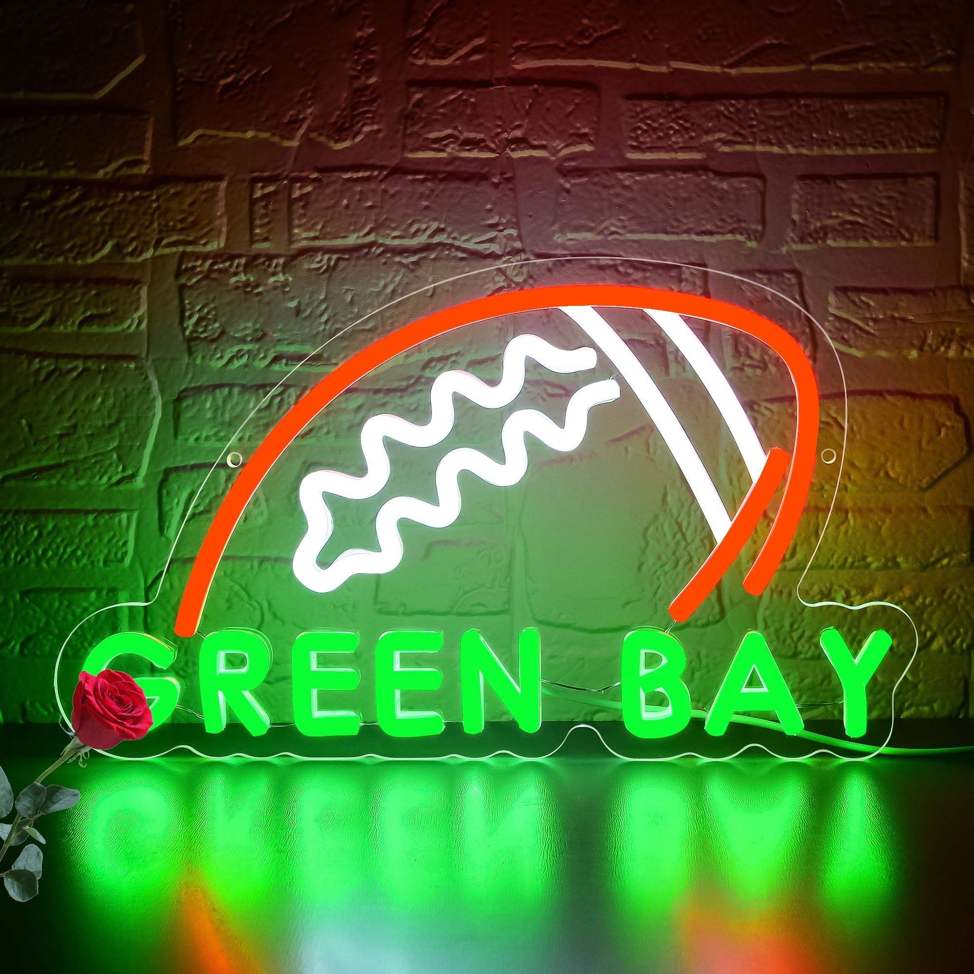 Football Neon Sign For Wall Decor Football Team Neon Sign For Man Cave Or Garage Decor Birthday Gifts For Men Orange Led Light For Bedroom Bar Dorm Party Game Room Size 13.5 * 7.8In(Zyld294)