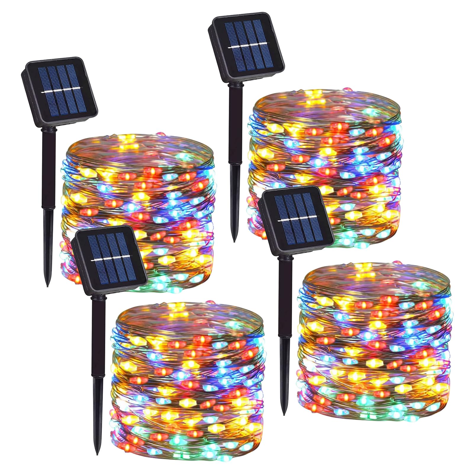 DAYLIGHTIR Solar Powered Copper Wire String Lights, 400 LED, Waterproof, 8 Modes, 4 Pack, Multicolor