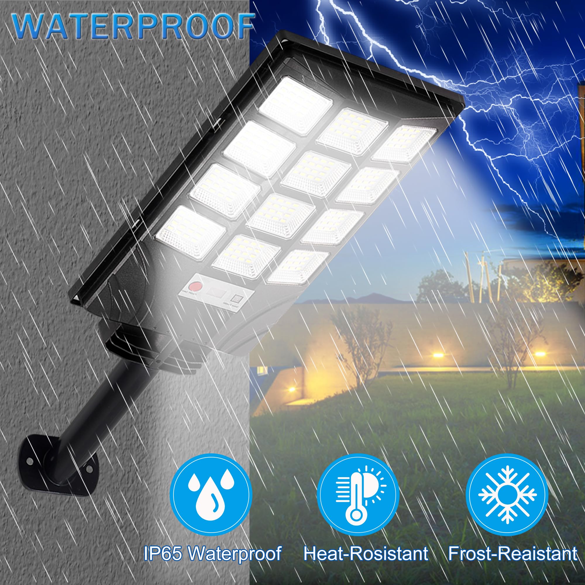 TFKK Solar Street Lights - 6500K LED Dusk to Dawn Motion Sensor, Waterproof Security Light, 2PCS, White