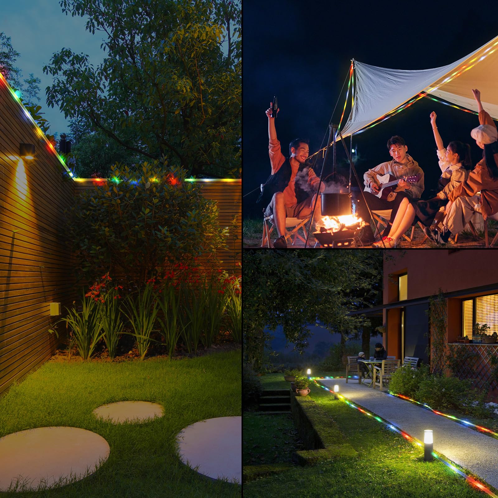 LHYLDS Solar Rope Lights - 39FT 100LED Waterproof Fairy Lights, Multicolor, PVC Tube, 8 Modes for Outdoor Decor, Camping, and Holidays