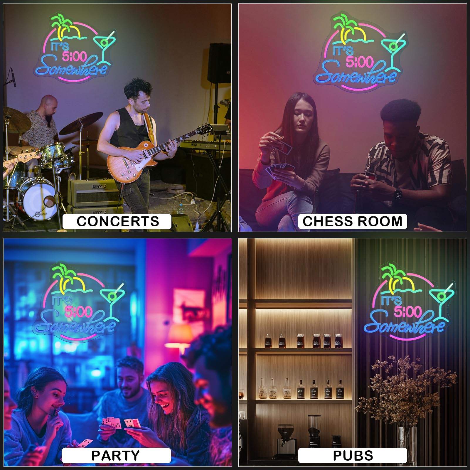 Wanxing Neon Sign, USB Powered LED Wall Decor, Dimmable, 12.99 x 12.6 inches, Colorful-Somewhere, for Home, Party, Man Cave