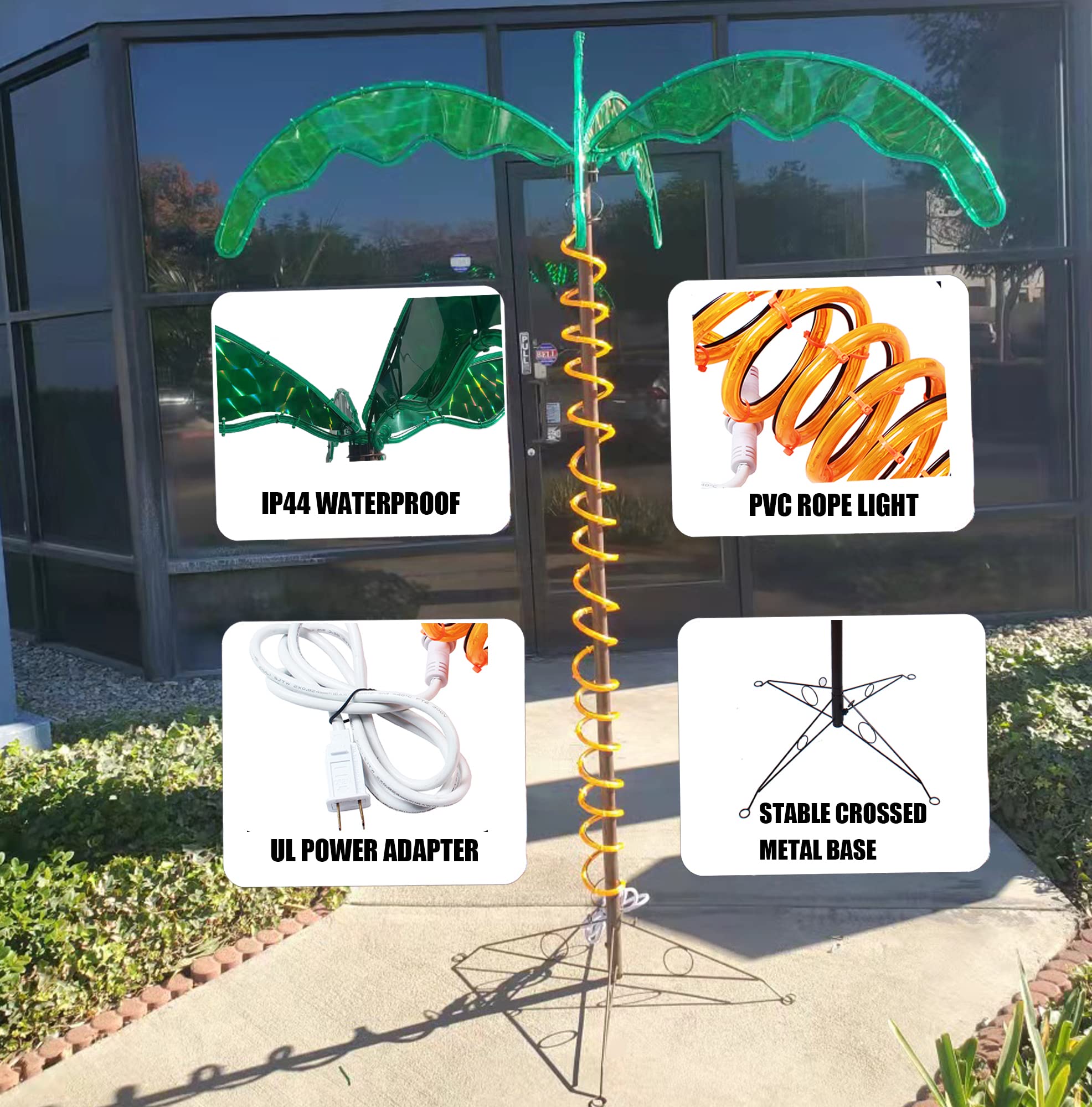 Eez Rv Products 7 Foot High Super Bright Led Lighted Tropical Palm Tree - 5 Times Brighter Than Incandescent Bulbs