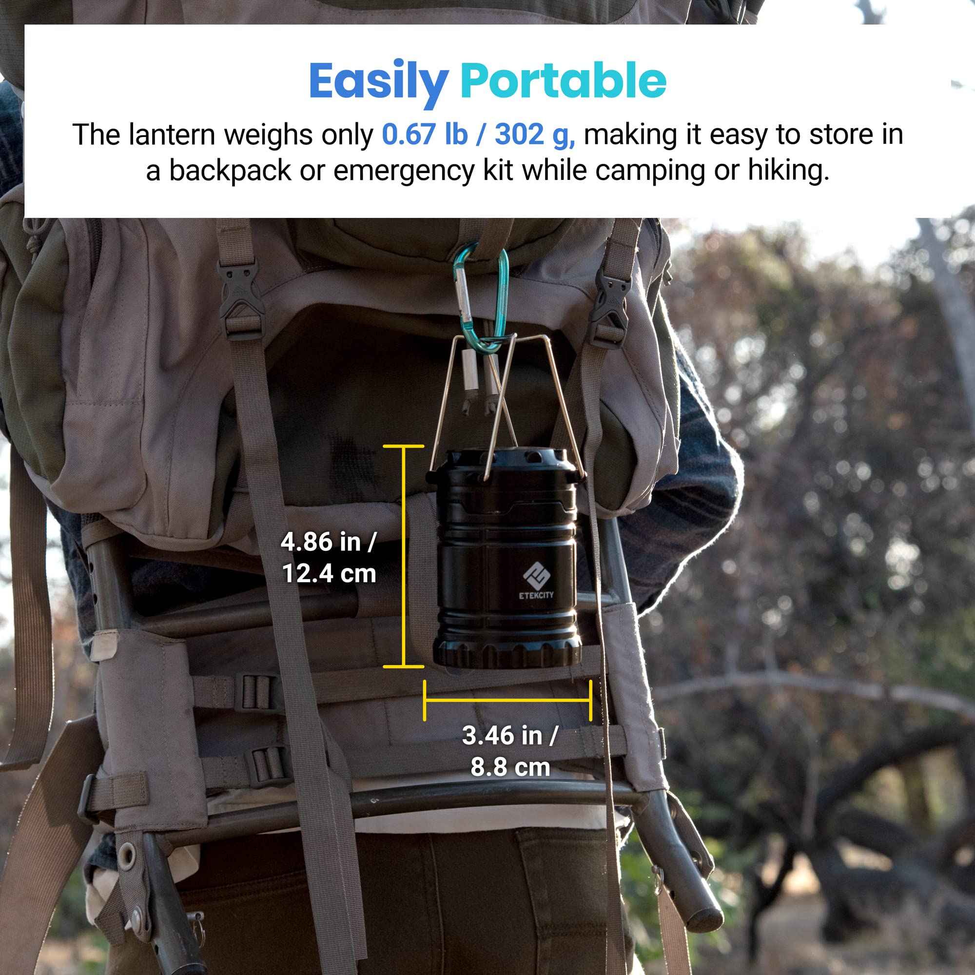 Etekcity Camping Lantern - LED Flashlight for Power Outages, 2 Pack, Black, ABS Material, Ideal for Emergencies and Hurricane Preparedness