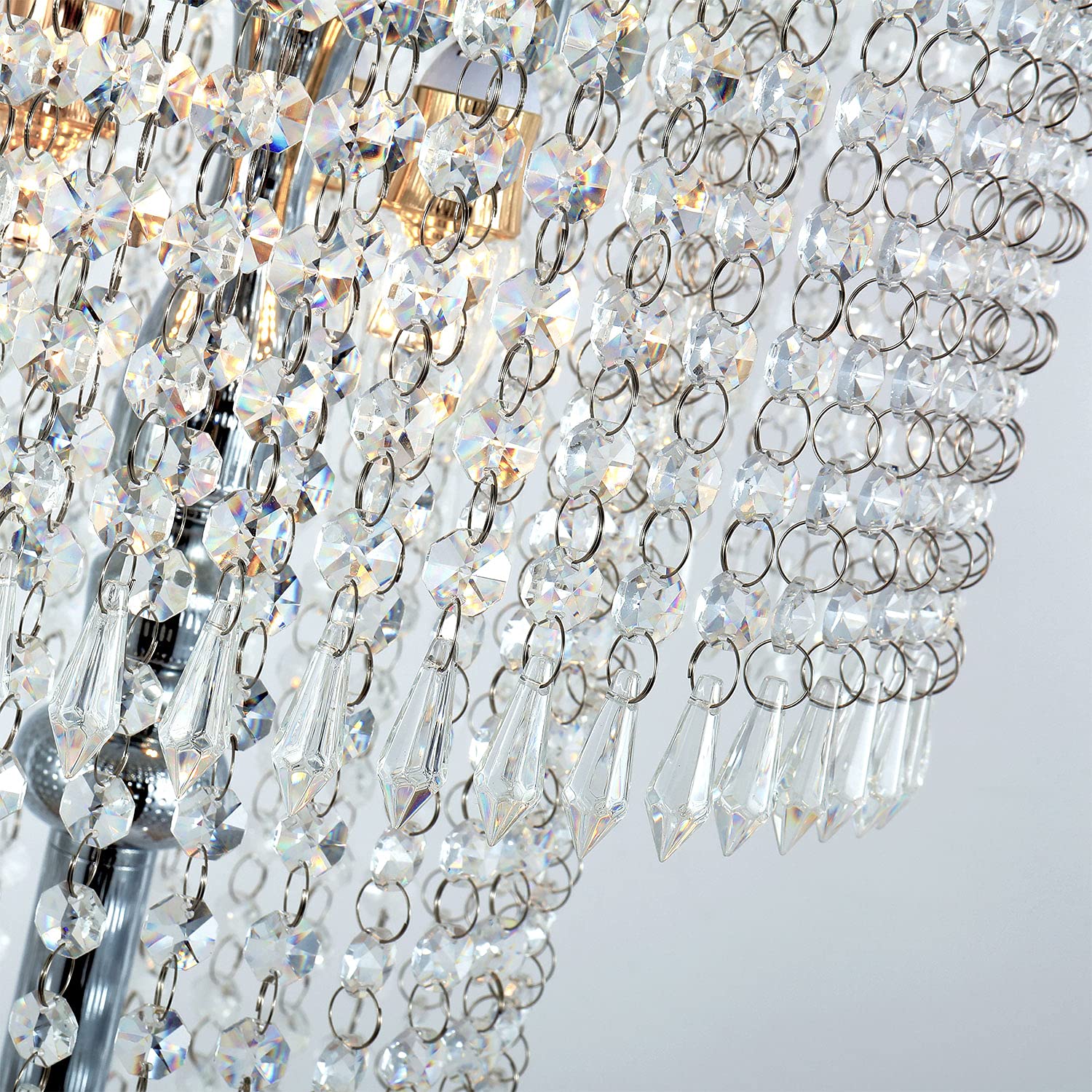 beaysyty Chrome Finish Floor Lamp with Crystals - 3 Lights for Reading Corner, Office, Cafe, Living Room, Bedroom - Silver