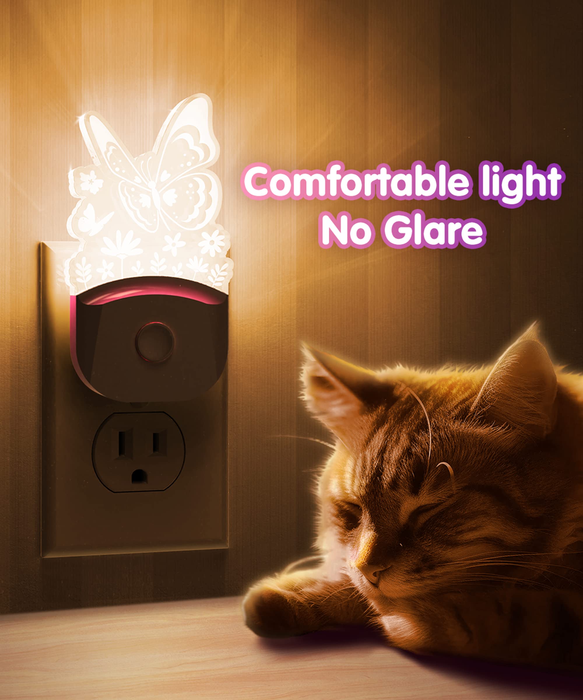 Lohas Dinosaur Night Light Plug-In, 2 Pack Kids Night Light With Dusk To Dawn Sensor, 3 Lighting Modes, Color Changing Lamp, Nur