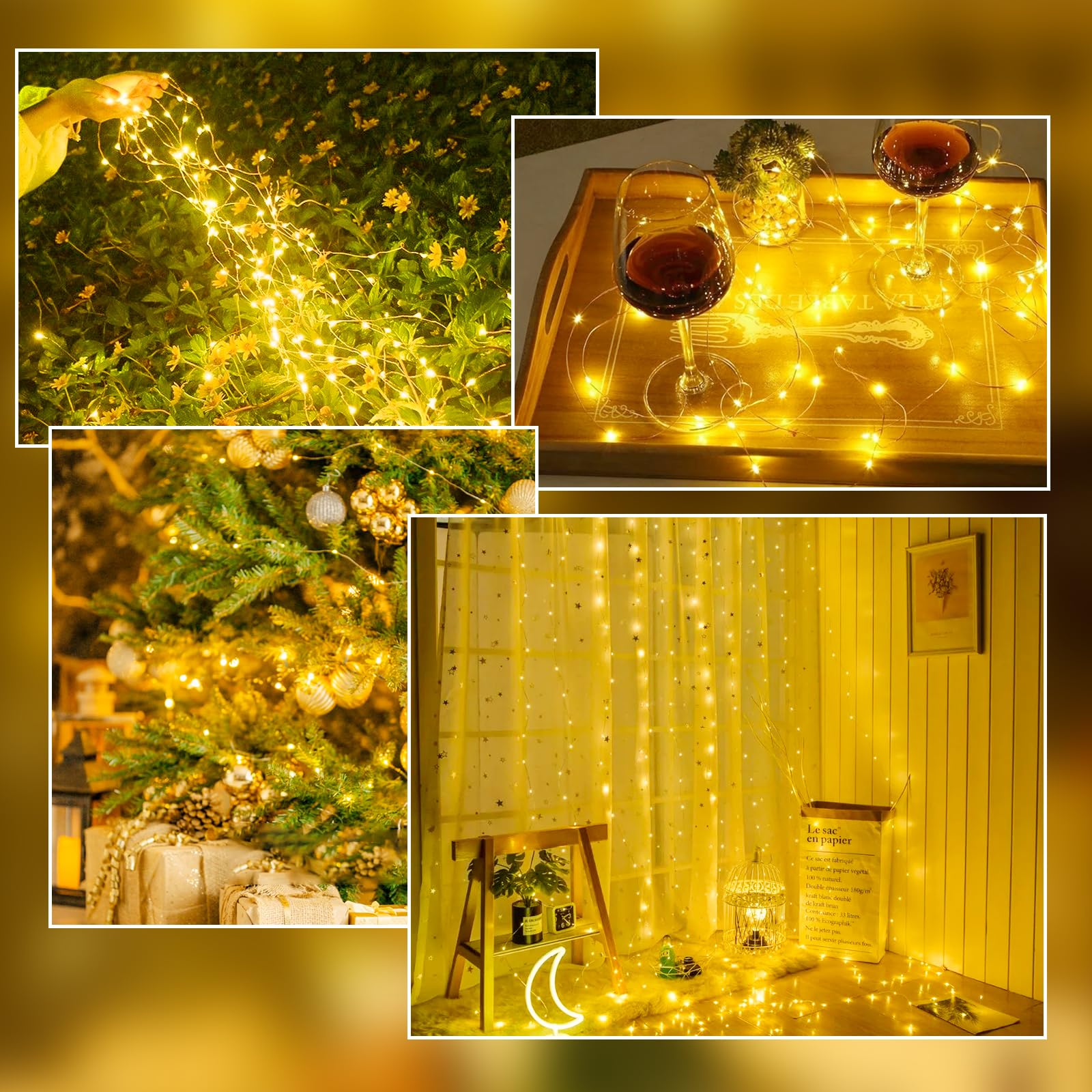 EXF 6-Pack Fairy Lights 50 LED String Lights Battery Operated Waterproof 16FT Warm White YHY-BO50LED