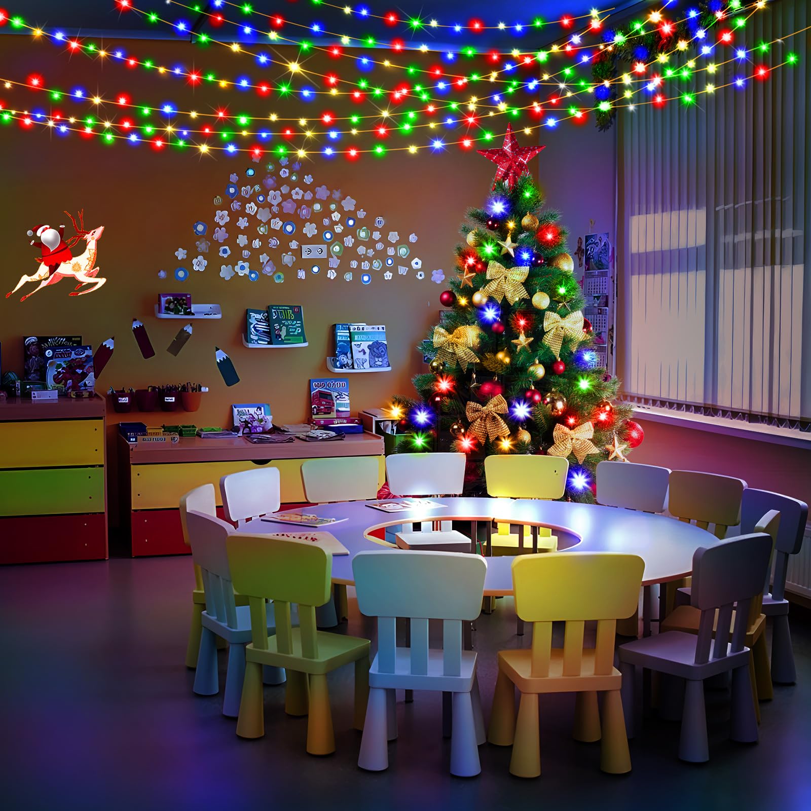 KNONEW Christmas String Lights, 60FT 180LED Multicolor Waterproof Fairy Lights, 8 Modes, Timer Function, Indoor/Outdoor Use