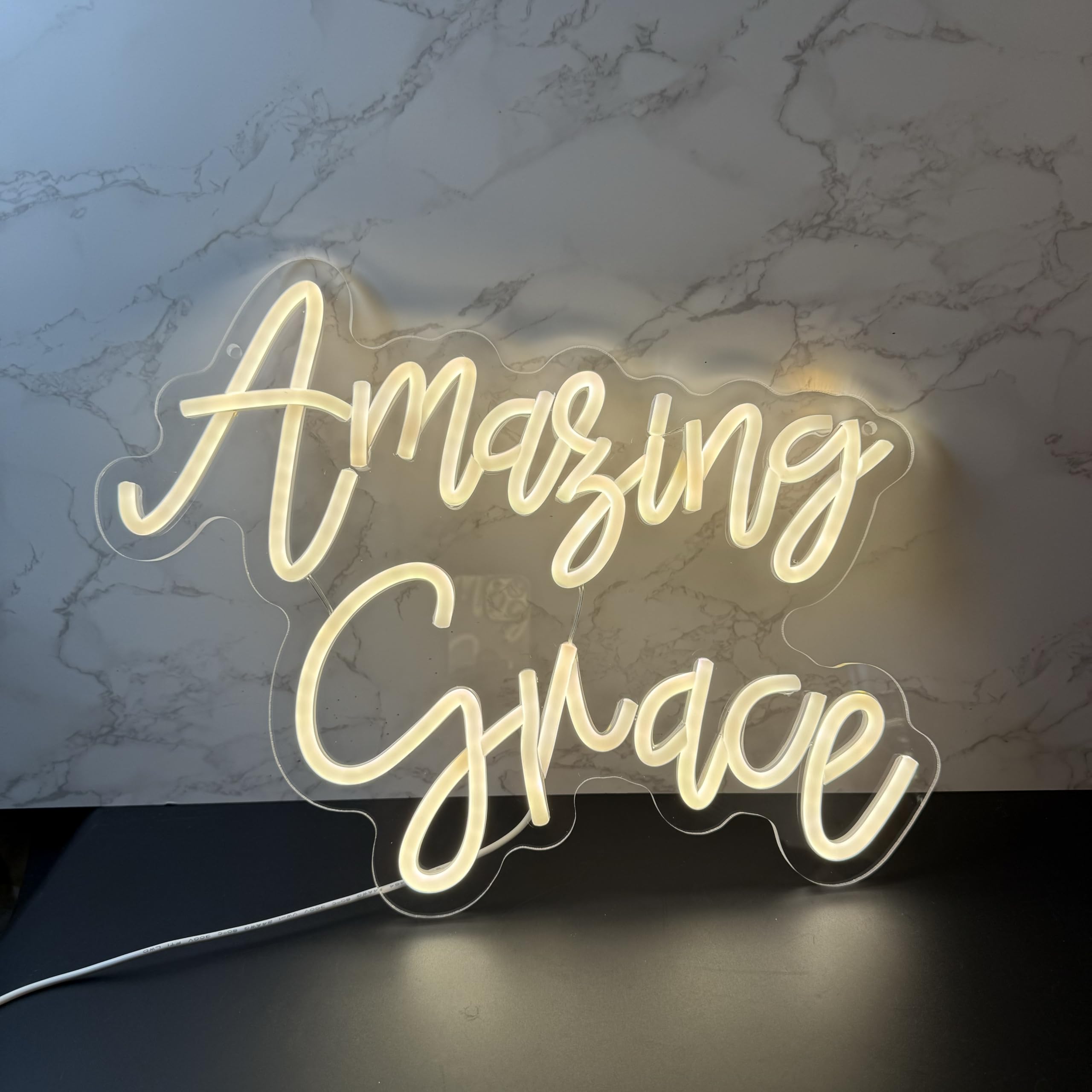 Amazing Grace  Decorative Neon Sign Desk Decor Gift For Wife Husband  Christian Wedding Gifts  Christian Desk Sign For Home Office Wall Decor (Warm White)
