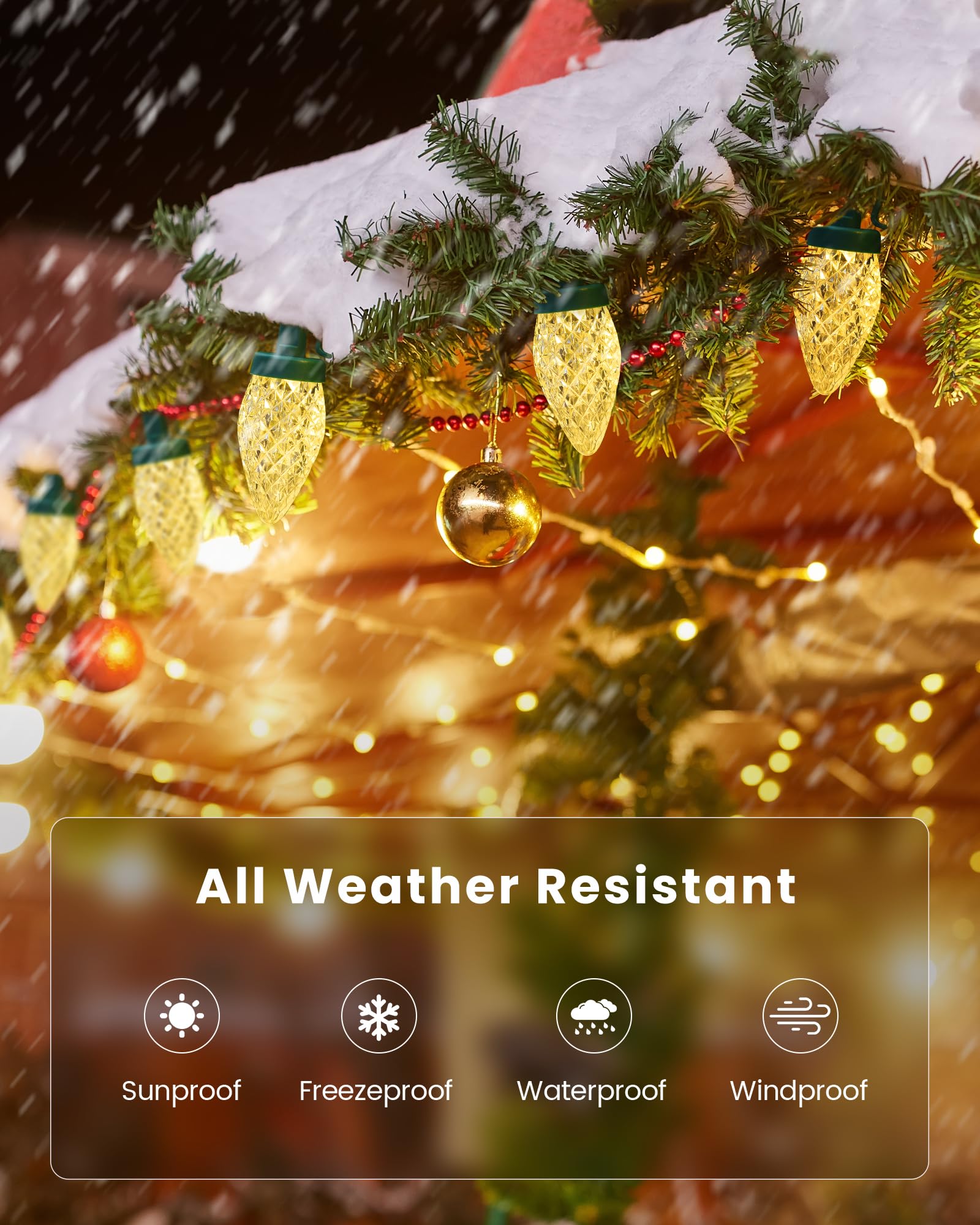 Suraielec Warm White Christmas Lights Outdoor, 68 Ft 100 Led C9 Christmas Lights, Extendable String Lights For Christmas Tree Ho