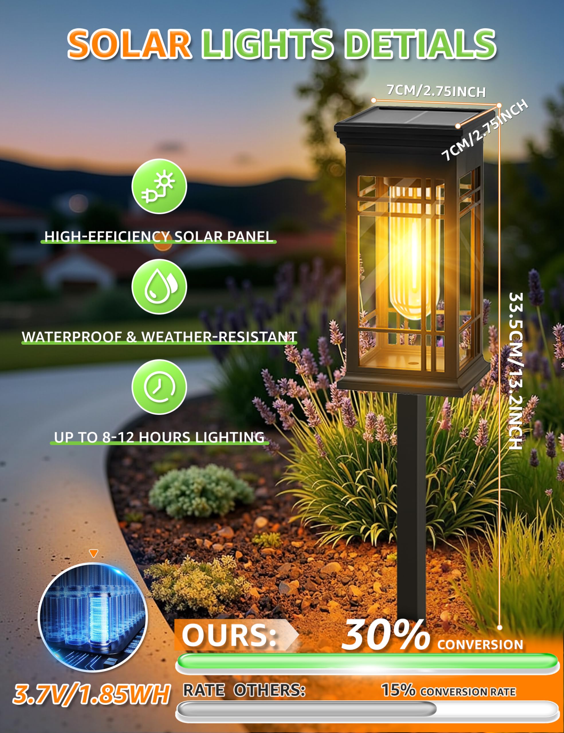 ALLIVING 4 Pack Solar Lights Outdoor Waterproof - Solar Powered Outdoor Lights for Patio Yard Pathway Walkway Lawn Garden Decor