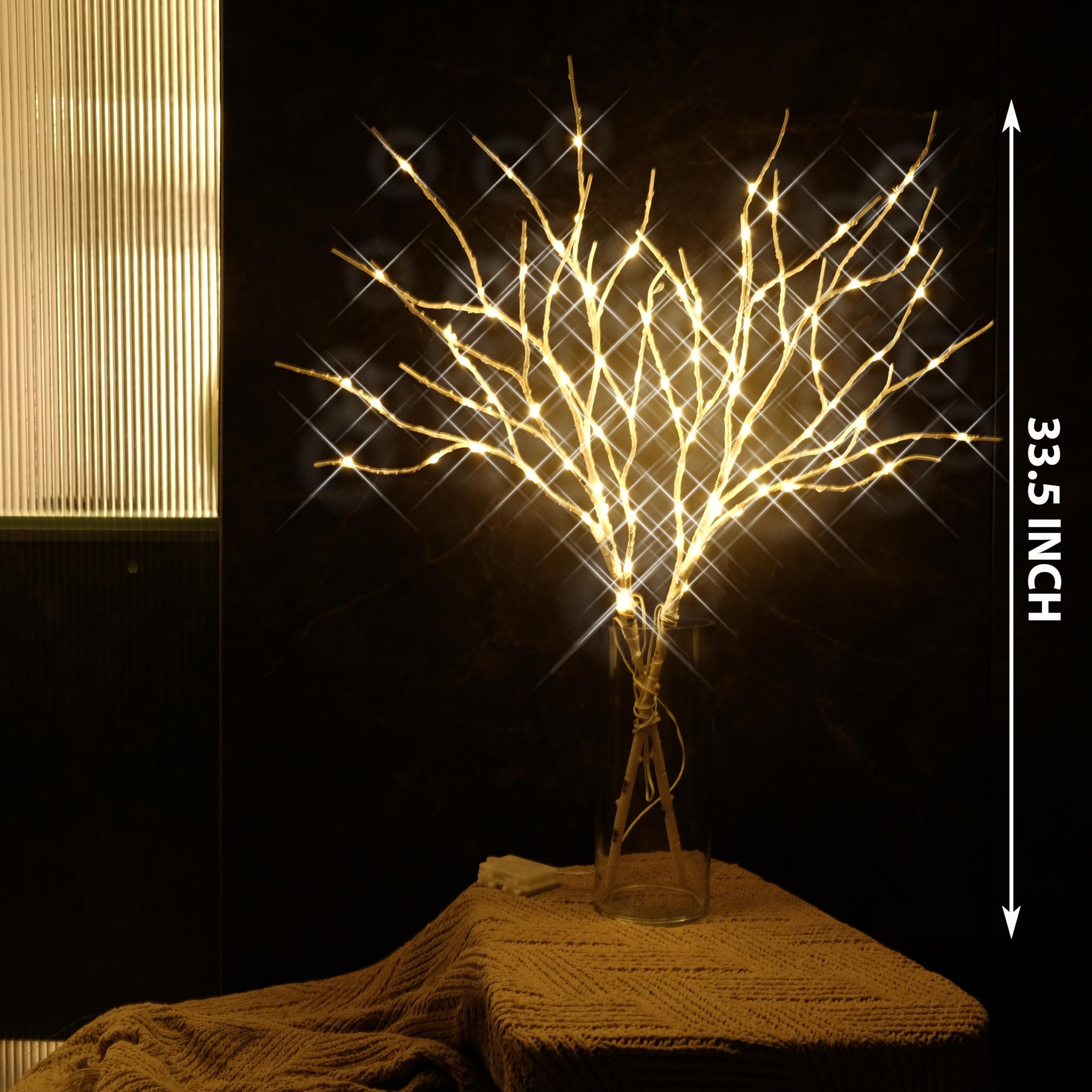 nicedepot Lighted Branches for Vases 33IN 100 LED Prelit Branches with Timer Battery Operated Artificial Branches with Lights fo