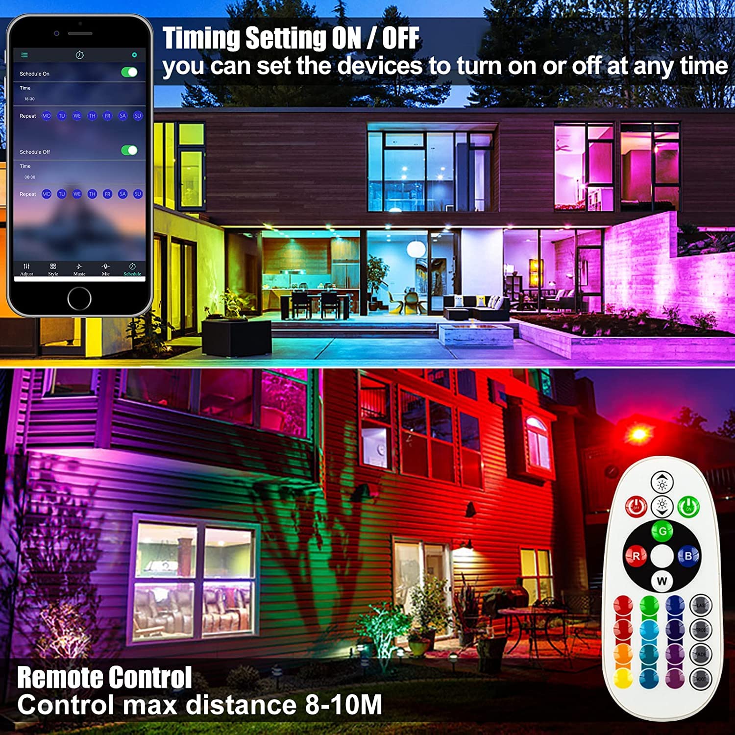 Bosite 50W Rgb Wall Washer Light, Rgb Light Bar Led Smart Wall Lights With Remote Control Waterproof Ip66 Dimmable Led Flood Lig