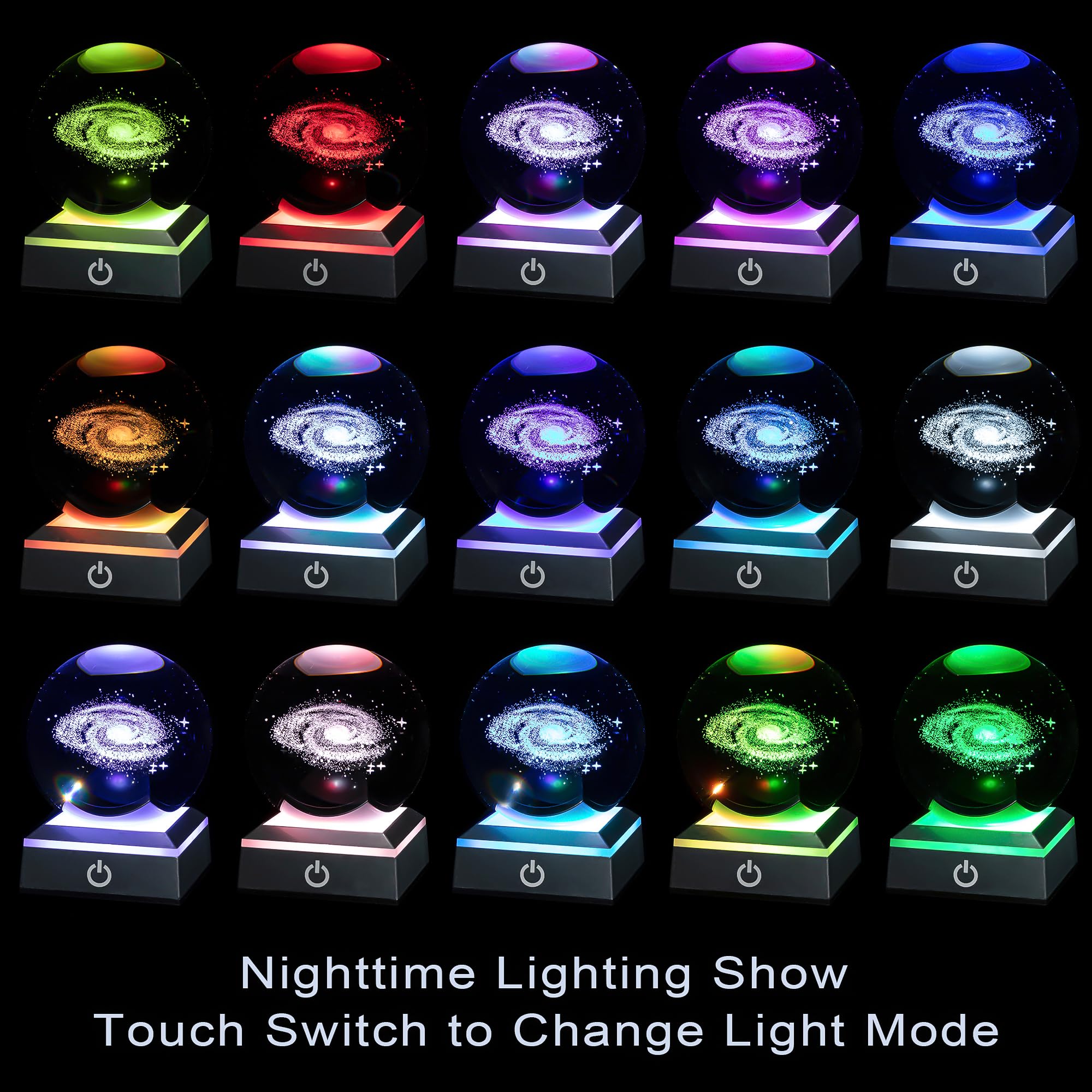 Hochance 3D Galaxy Milk Way Crystal Ball Nightlight Multicolor Decolamp For Science Astronomy Space, For Boyfriends Husband Him,Presents For Fathers Kids Boys Birthday