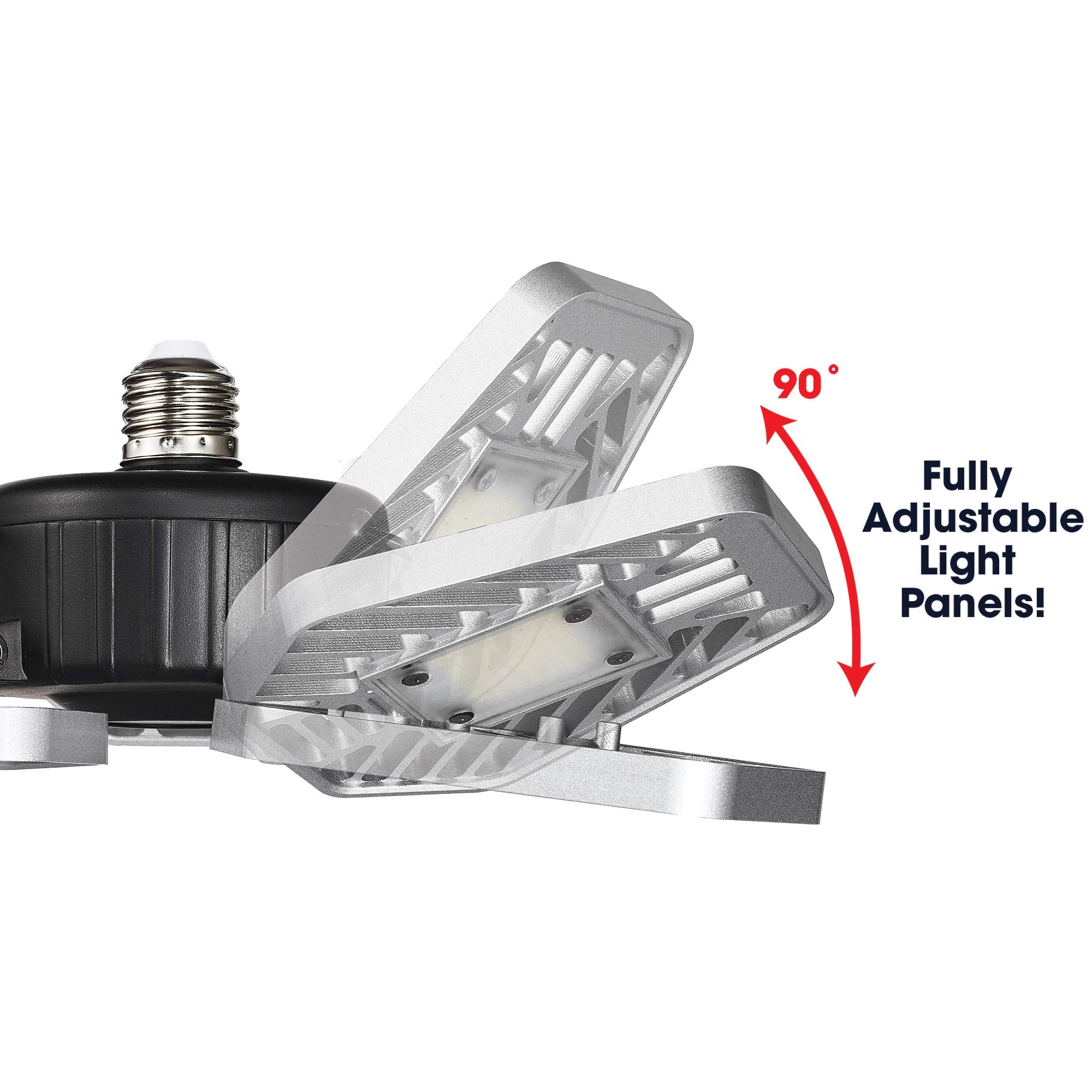 Ontel LED Garage Light - Ultra-Bright, Energy Efficient, Metal - 4-Pack, Pure White, Model 10735541093217