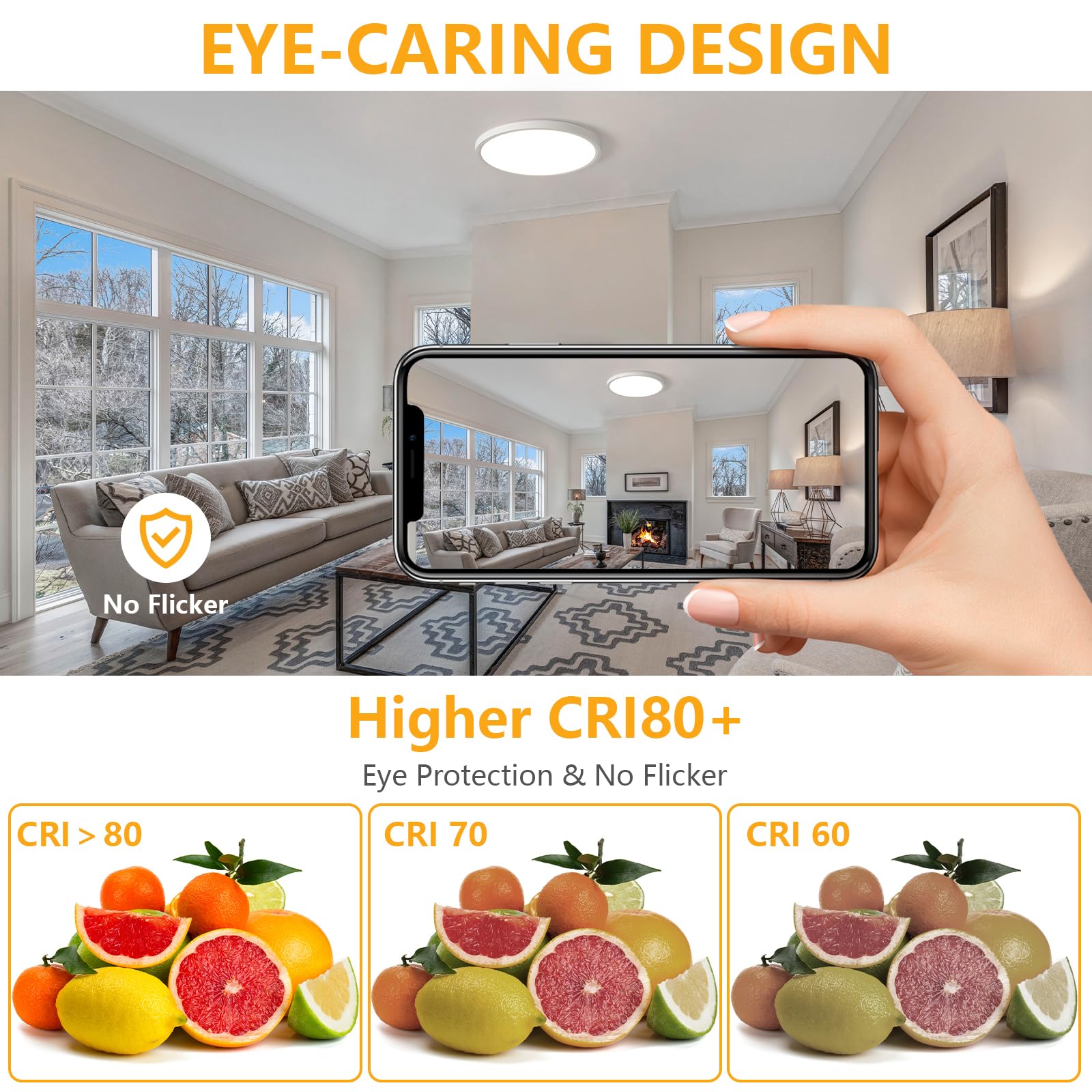 Rledpztx Led Flush Mount Ceiling Light,20 Inch 40W 4350Lm,3000K/4000K/6000K 3Cct Selectable, Round Modern Flat Panel Super Slim