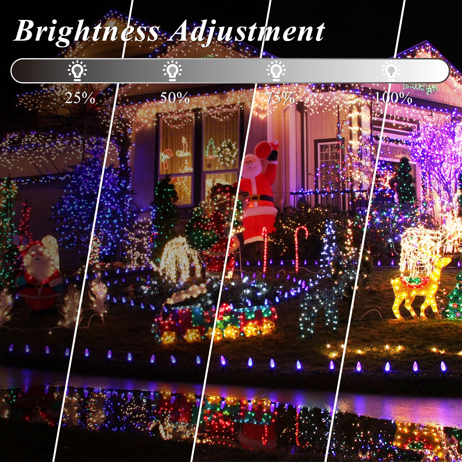 Lovhigh-standard 164Ft Christmas Lights Outdoor  35 Colors Changing 500 Led String Lights Green Wire Remote Timer  Waterproof Halloween Light For Indoor Outdoor Holiday Party Xmas Tree Wedding Decor