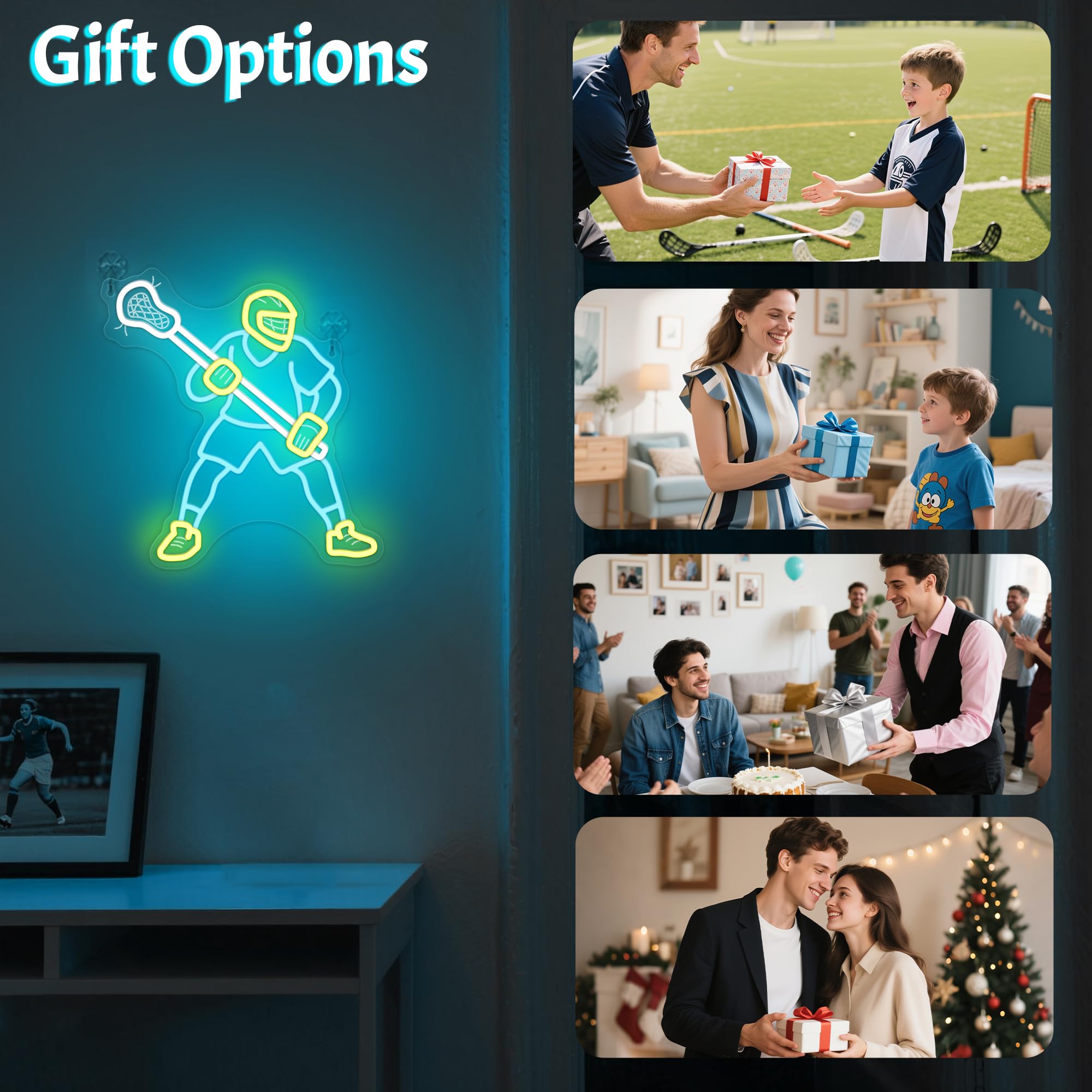 Lacrosse Neon Sign-Dimmable Sport Wall Decor With Usb Power  Unique Lacrosse Gifts For Boys & Men  Led Bedroom Light For Man Cave College Dorm Lacrosse Fan Accessories