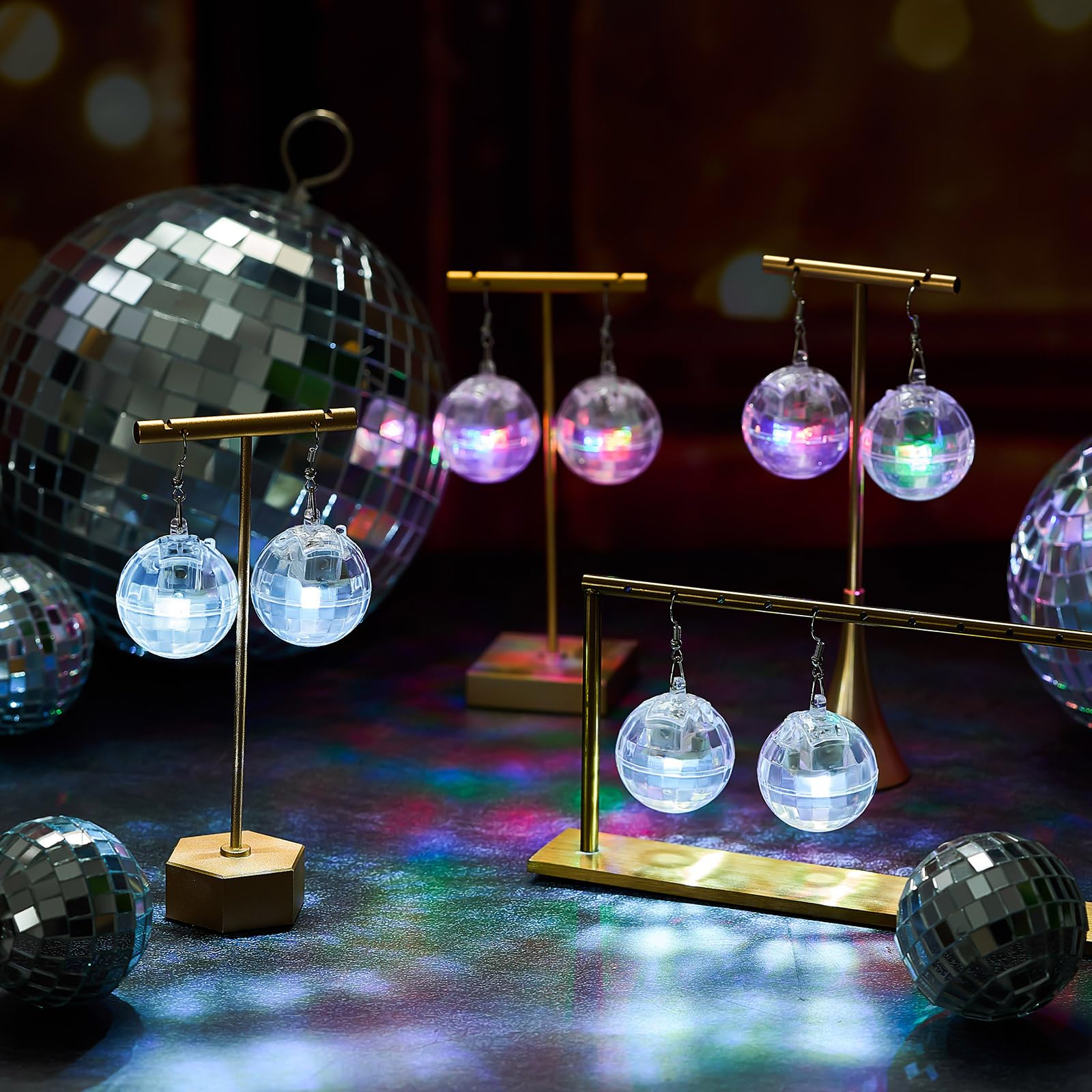 Henoyso Light Up Disco Ball Earrings for Women - LED, Color Mixing, 3.5 cm, Model Henoyso-Party-1214