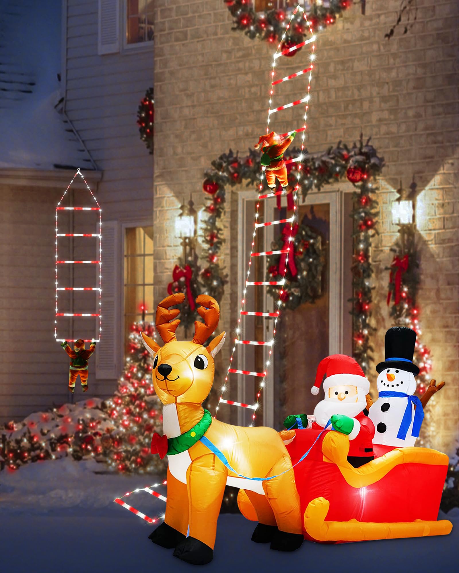 Toodour LED Christmas Lights - 10ft Decorative Ladder Lights - White & Red - Model LED08240338 - Indoor/Outdoor Xmas Decor