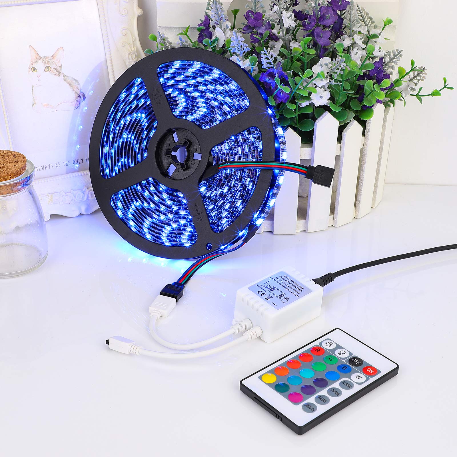 SUPERNIGHT 24 Key IR Remote Controller for DC 12V 6A RGB LED Strip Lights - Multi Color