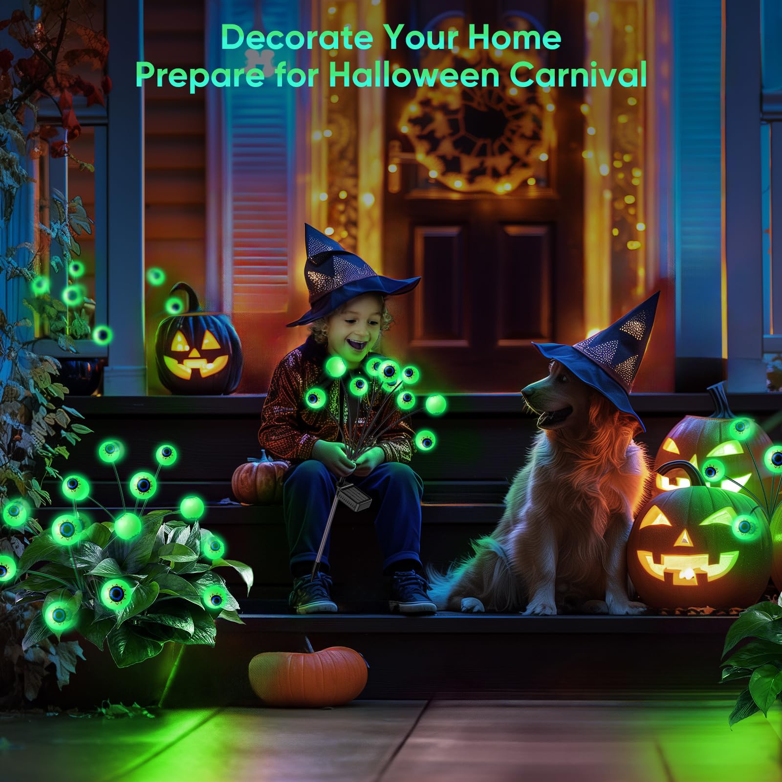 Halloween Decorations Solar Lights Outdoor: 4 Pack Upgraded 24 Led Scary Eyeball Solar Lights, Solar Halloween Lights For Garden