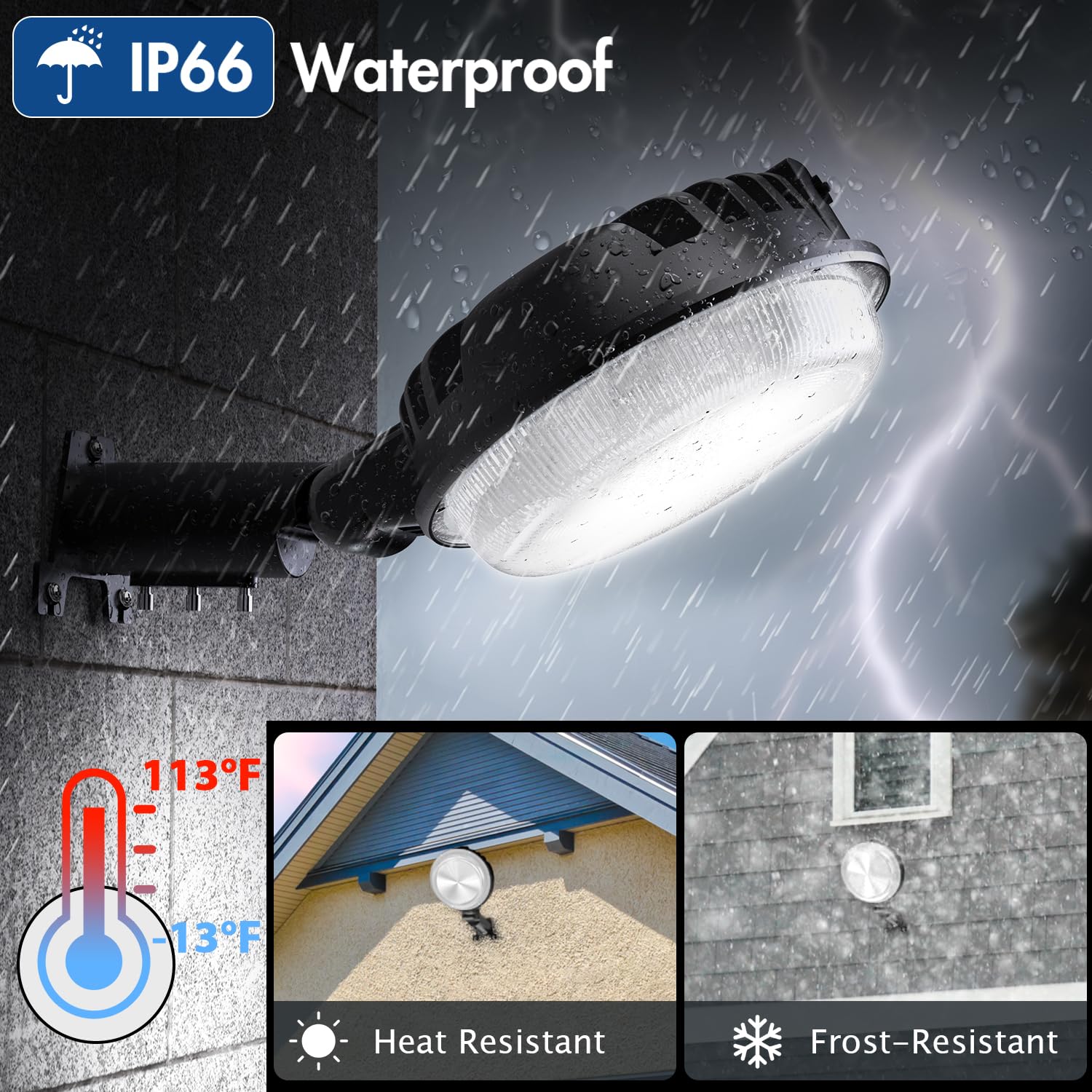 2 Pack 150W Led Barn Light, Dusk To Dawn Outdoor Lighting, 20000Lm Yard Light With 150° Adjustable Angle Photocell, 6500K Street Light Ip66 Waterproof For Garage, Patios, Barns, Farmhouse, Shop